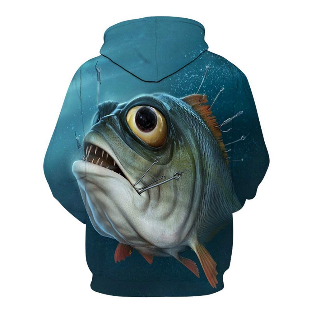 Men's Fish Pattern 3D Print Long Sleeve Hoodie Sweatshirt - Trendy Graphic Pullover for Casual Wear, Street Fashion & Outdoor Activities