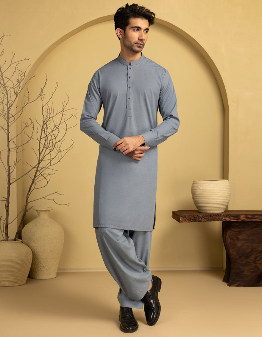 Premium Blended Grey Unstitched Suit Fabric by J. Junaid Jamshed - Perfect for Formal Wear, Wedding Outfits & Special Occasions