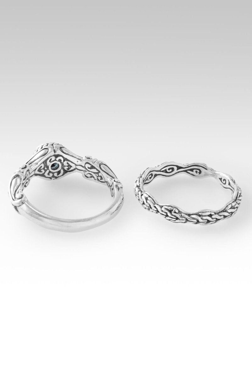 Blue Zircon Love One Another Ring Set of 2 - Matching Couple Rings for Anniversaries, Weddings & Romantic Gifts