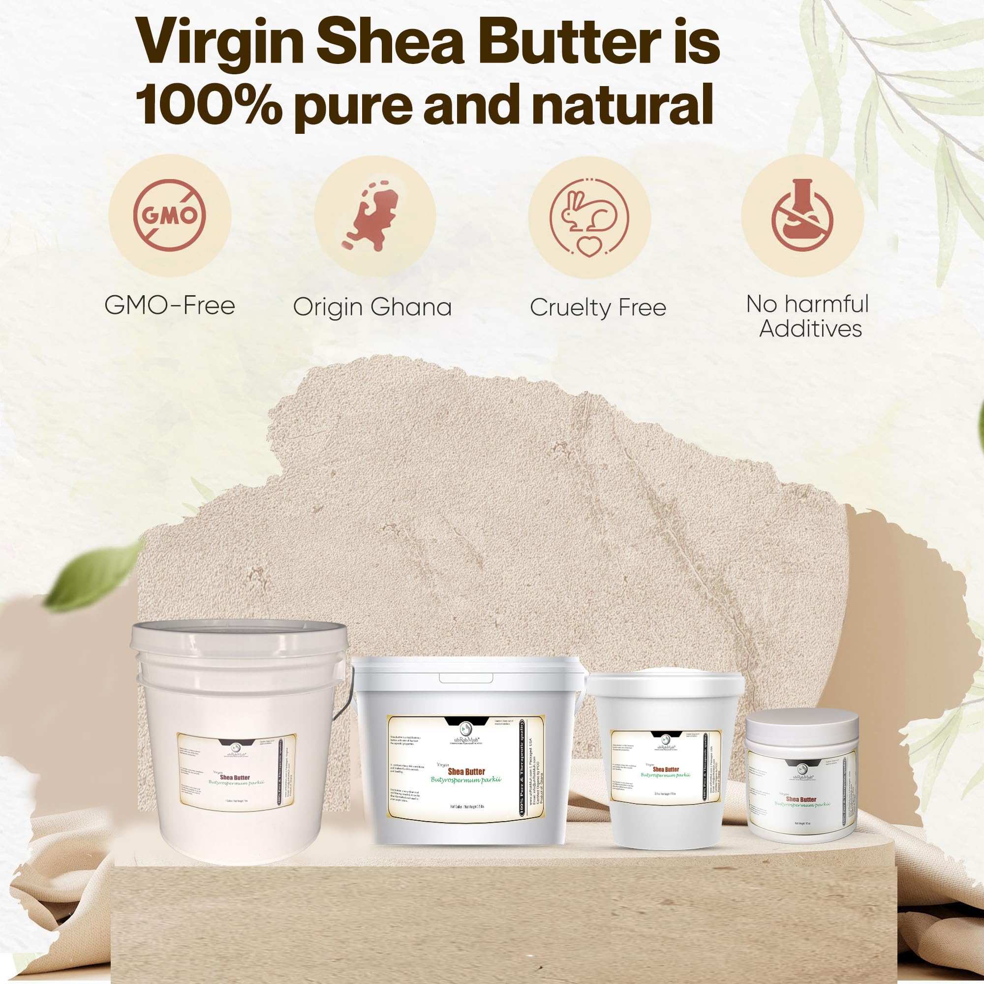 Pure & Unrefined 1 Gallon Shea Butter from France | Ultra-Nourishing Body Butter for Smooth, Healthy Skin | Moisturizes Dry Skin, Hair & Lips | Ideal for DIY Skincare, Massage & Natural Beauty (3.5kg/7.7lb)