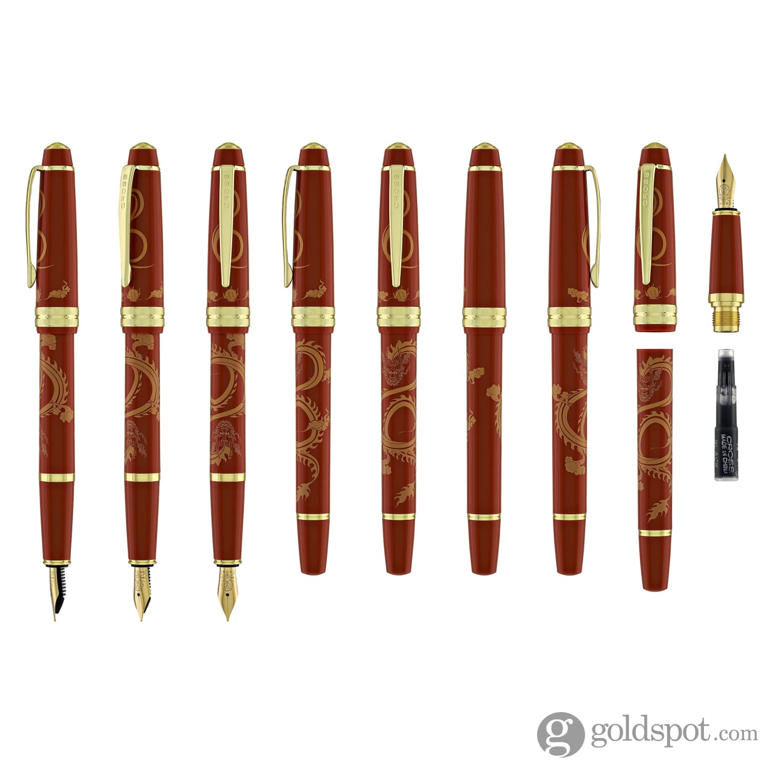 Cross Bailey Light Year of the Dragon Fountain Pen - Premium Polished Amber Resin & Gold Tone Nib - Perfect for Collectors, Calligraphy & Luxury Gift Giving