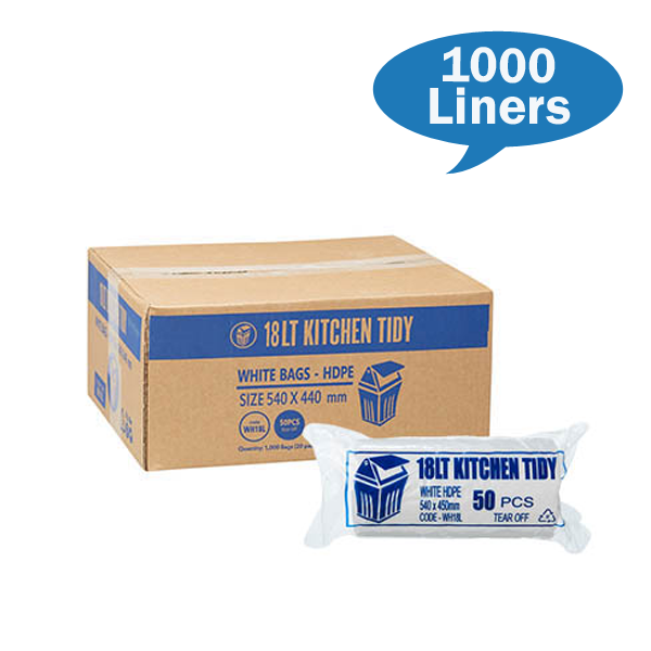 18L White Kitchen Trash Bags - Heavy Duty Bin Liners for Waste Disposal - Perfect for Home, Office & Restaurant Use