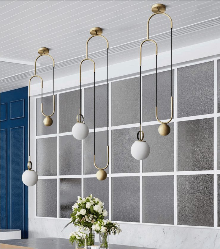 Modern Glass Ball Pendant Light - Elegant Hanging Chandelier for Dining Room, Kitchen Island & Bedroom Lighting - Dimmable LED Ceiling Fixture