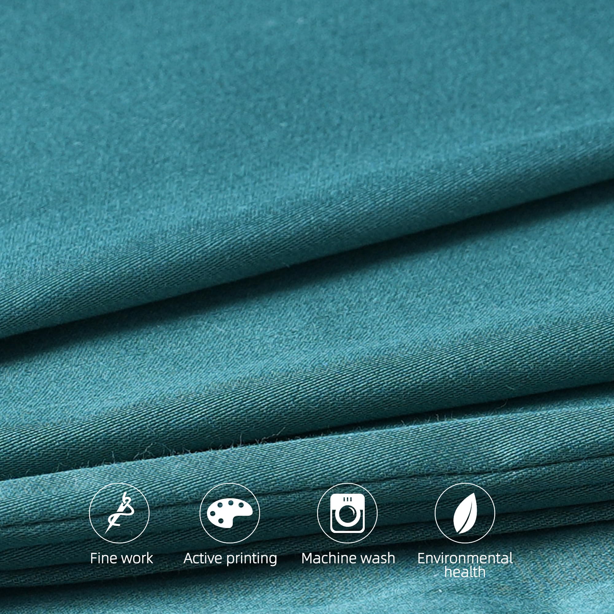 2 Pack Queen Size Cooling & Breathable Cotton Pillow Protectors with Zipper - Teal Blue Pillow Cases (20