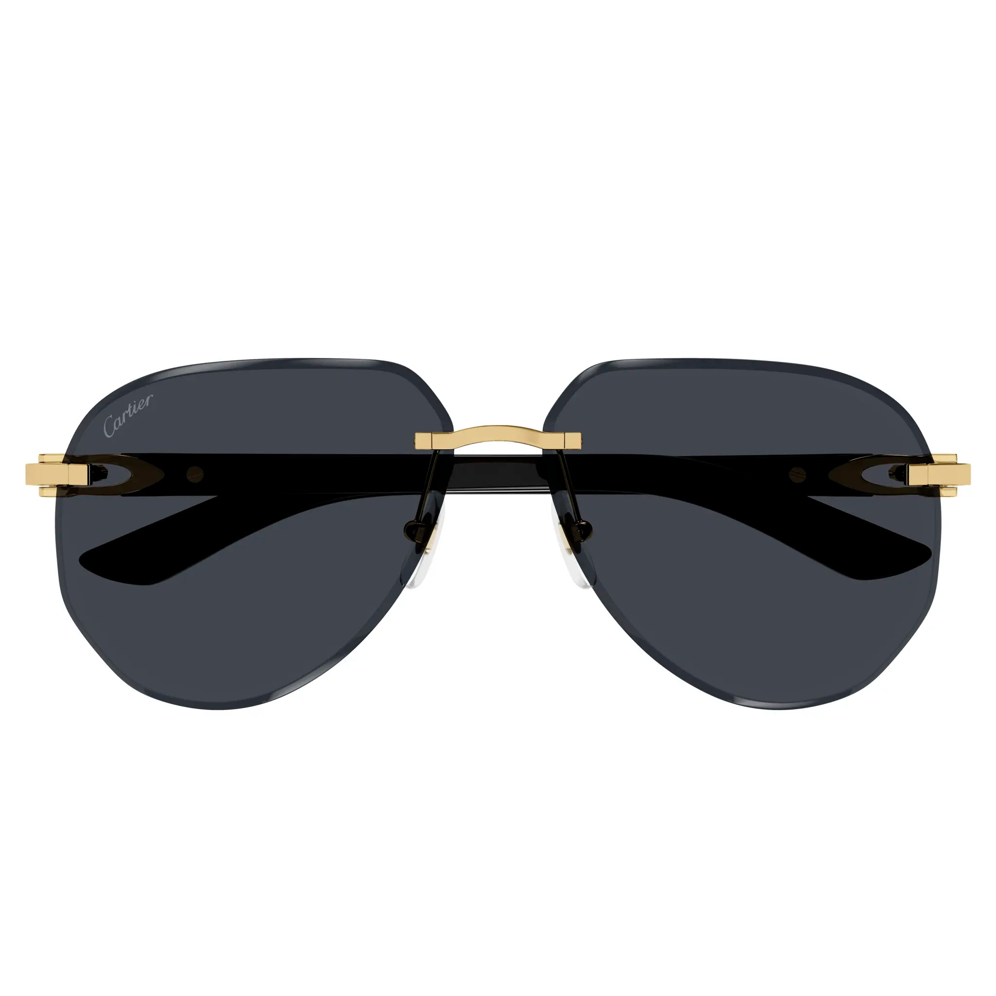 Cartier CT0440S 001 Gold Grey Rimless Sunglasses for Women - Luxury Designer Eyewear - UV Protection - Perfect for Driving, Beach & Outdoor Activities
