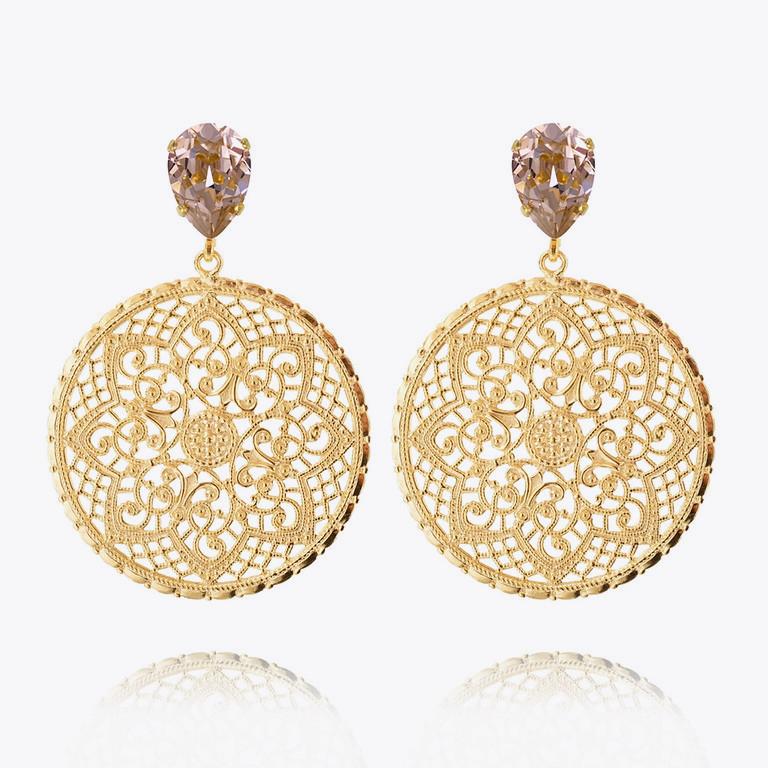 Vintage Rose Gold Hoop Earrings for Women - Alexandra Style Dangle Drop Earrings | Perfect for Weddings, Parties & Everyday Elegance