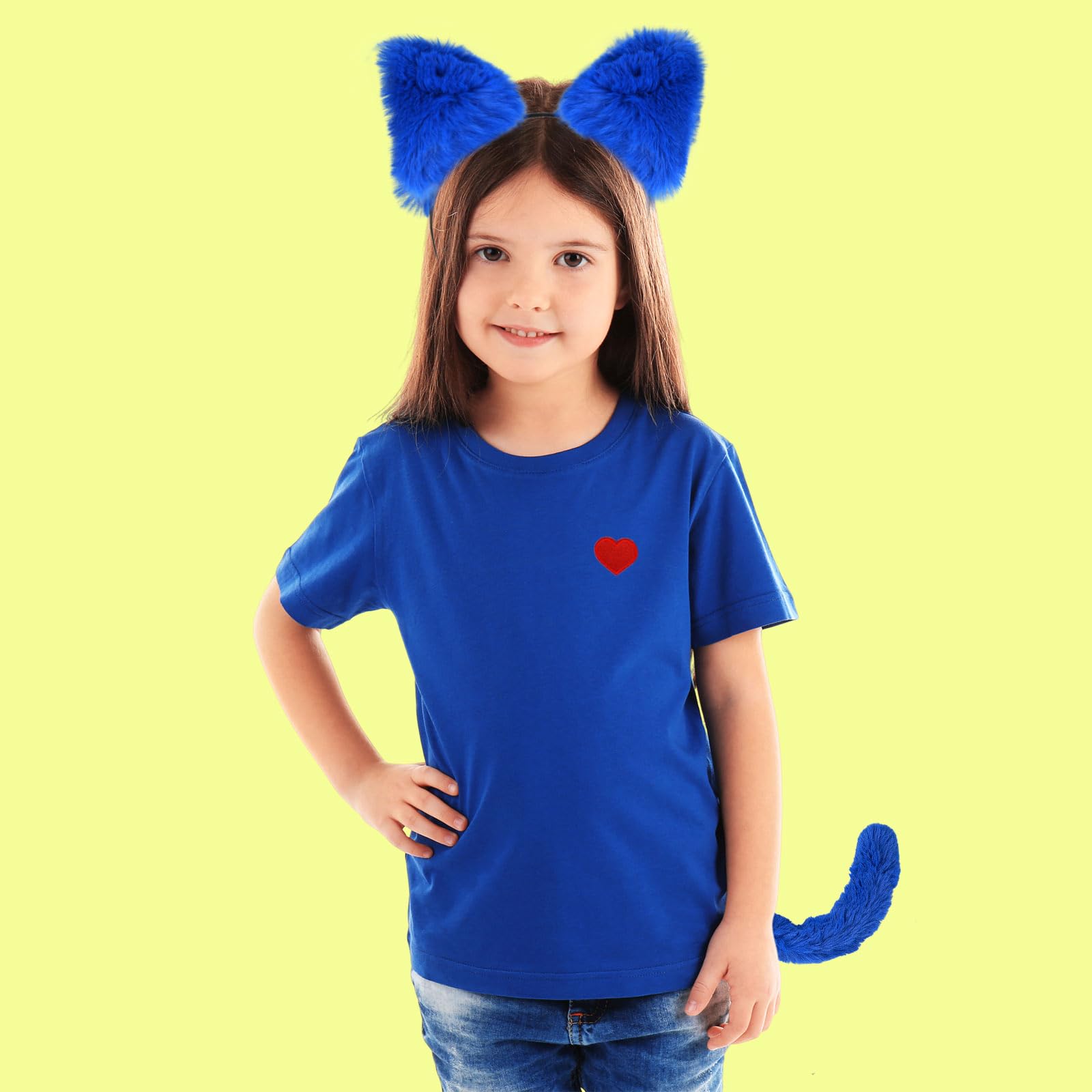 Fluffy Cat Ears Headband with Matching Tail - Halloween Costume Accessories for Women & Girls - Kitty Cosplay Set for Parties, Anime Conventions & Dress-Up Play
