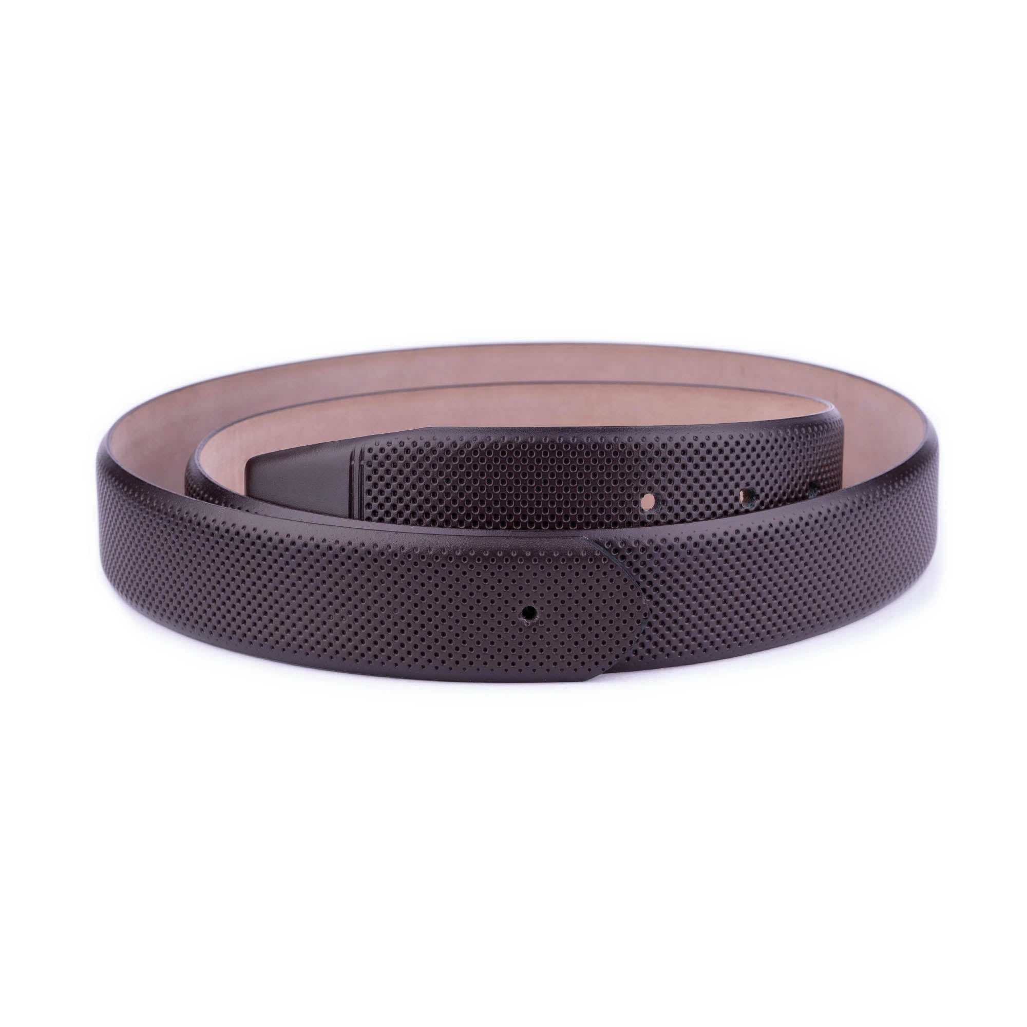 Premium 3.5cm Perforated Brown Leather Belt for Men - Compatible with Cartier Buckles - High-Quality Replacement Strap - Perfect for Business, Casual & Formal Wear