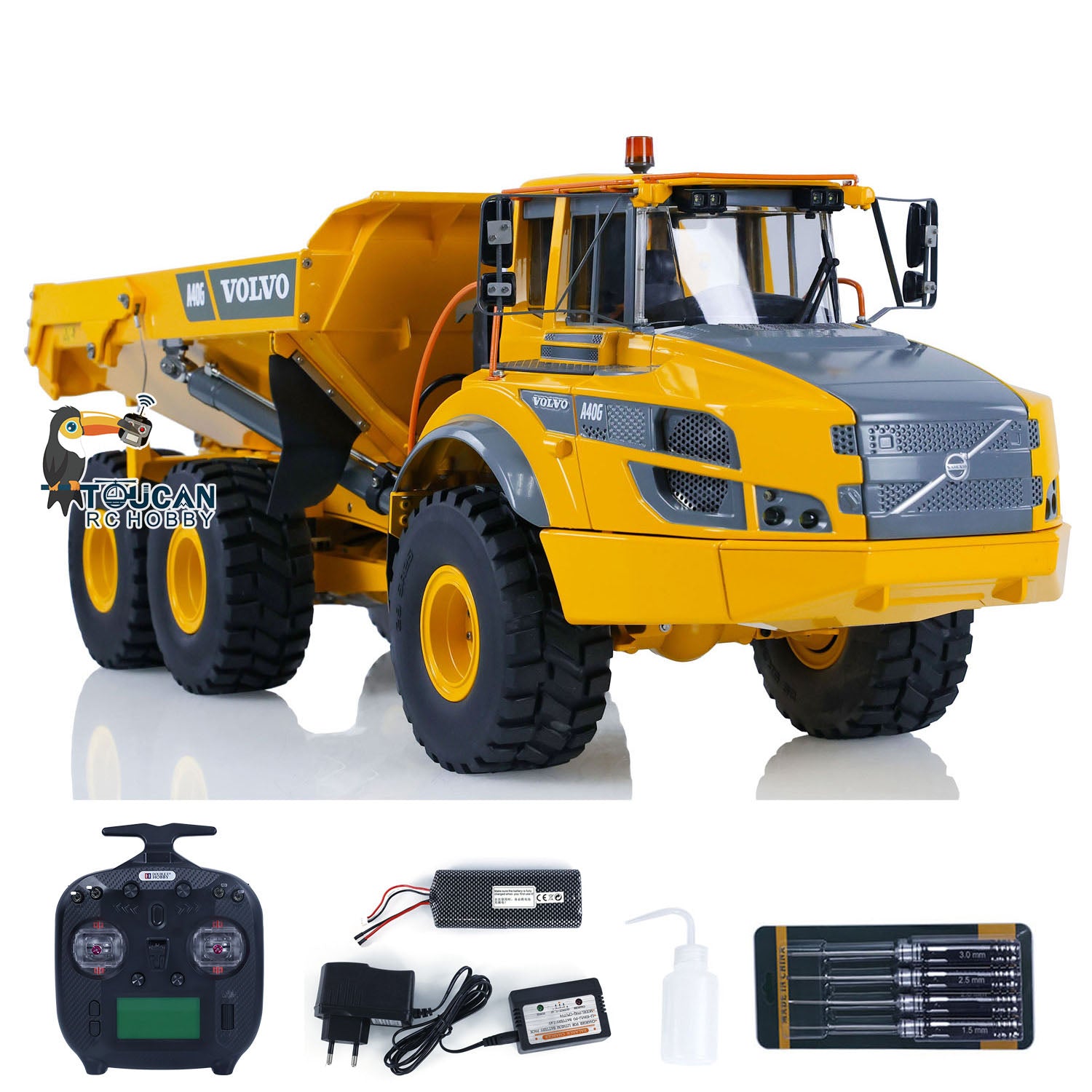 Double E A40G 1/16 Scale Hydraulic RC Articulated Dump Truck - Metal Construction, Ready-to-Run (RTR) Radio Controlled Construction Vehicle - Perfect for Hobbyists, Construction Enthusiasts & Off-Road RC Racing