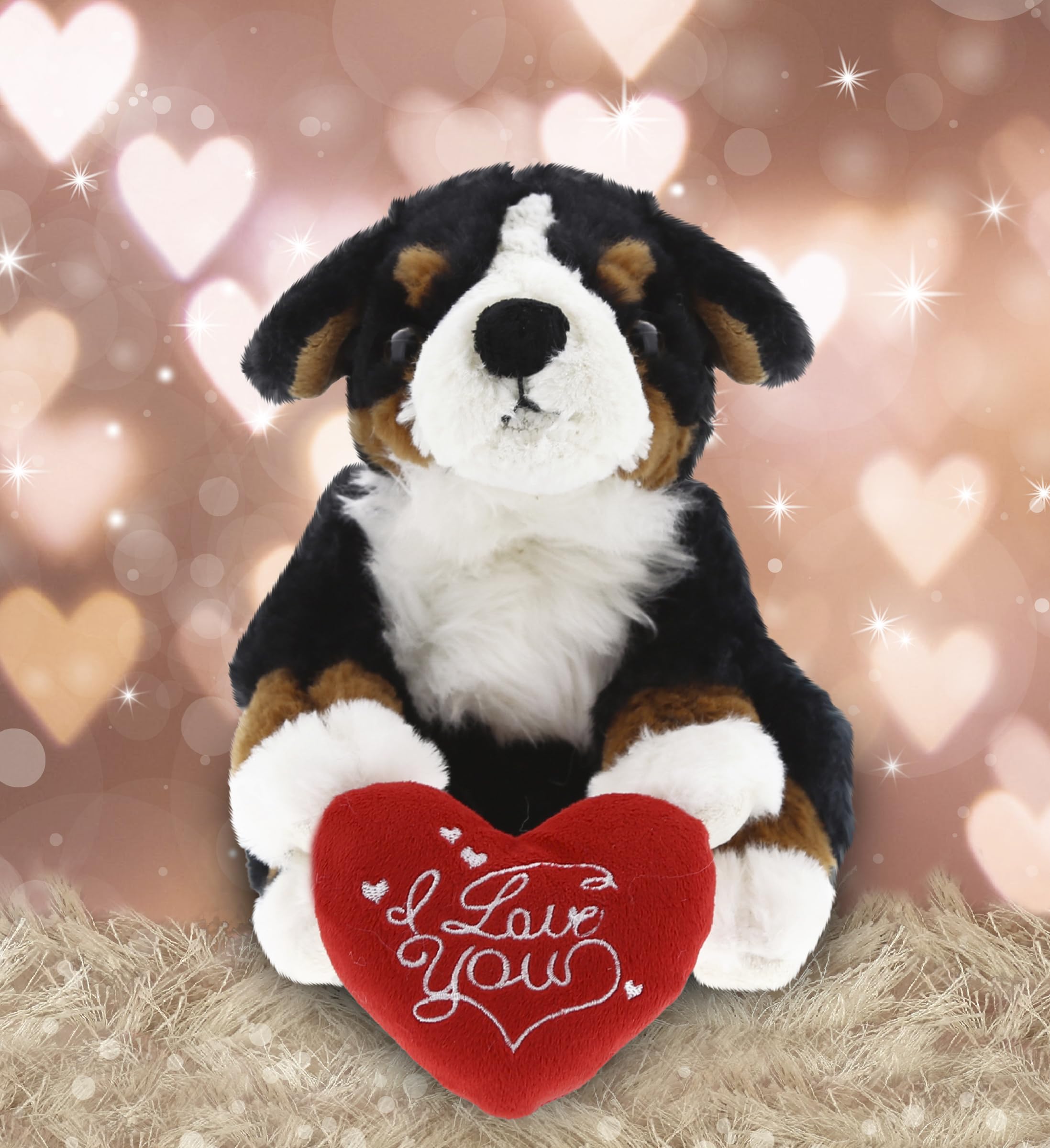 DolliBu Personalized I Love You Valentine Plush Bernese Dog - 7