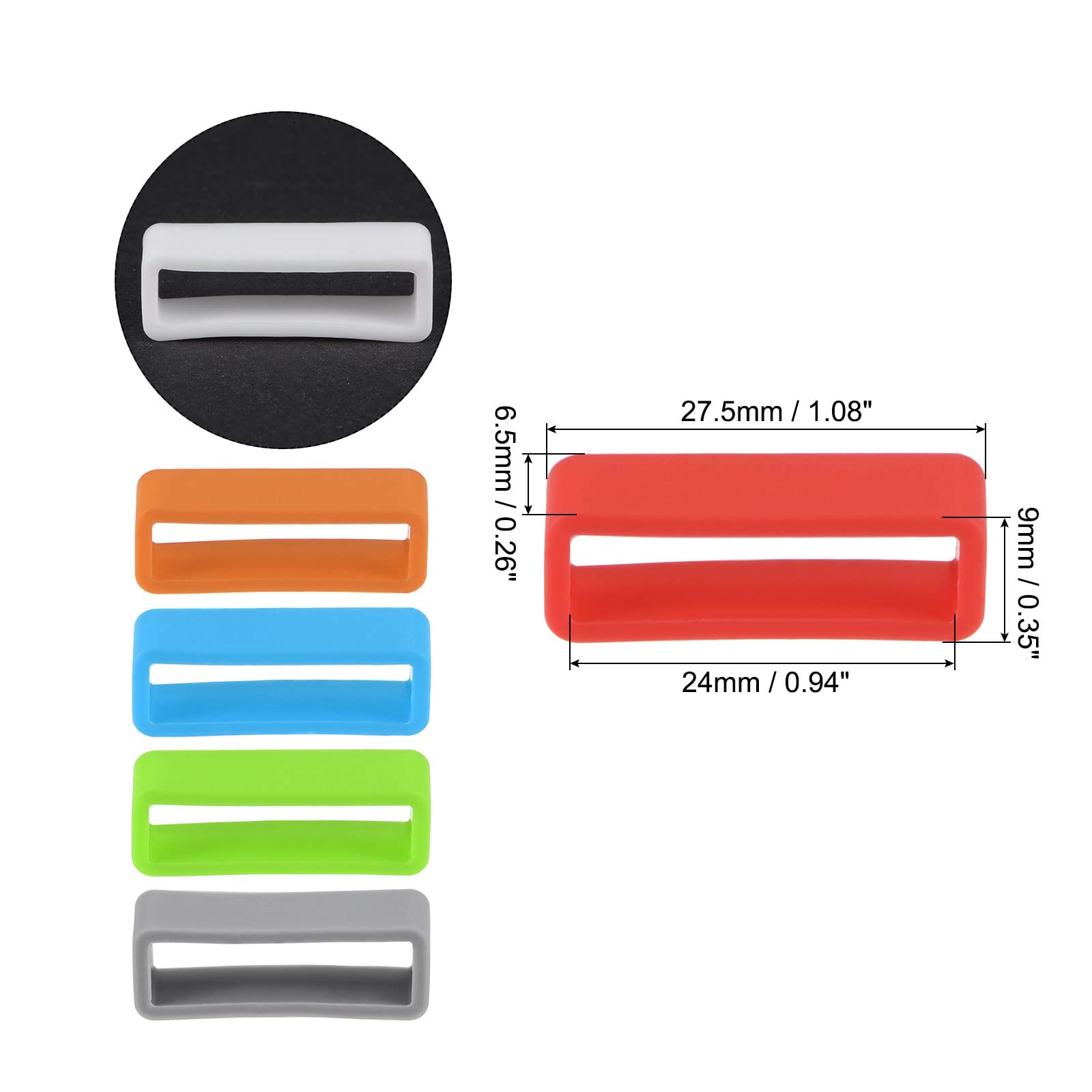uxcell 24mm Watch Strap Holder Loop - 6 Pack Silicone Replacement Fastener Rings for Watch Band, Durable Rubber Retainer Clips, Secure Fit for Sports, Fitness & Everyday Use
