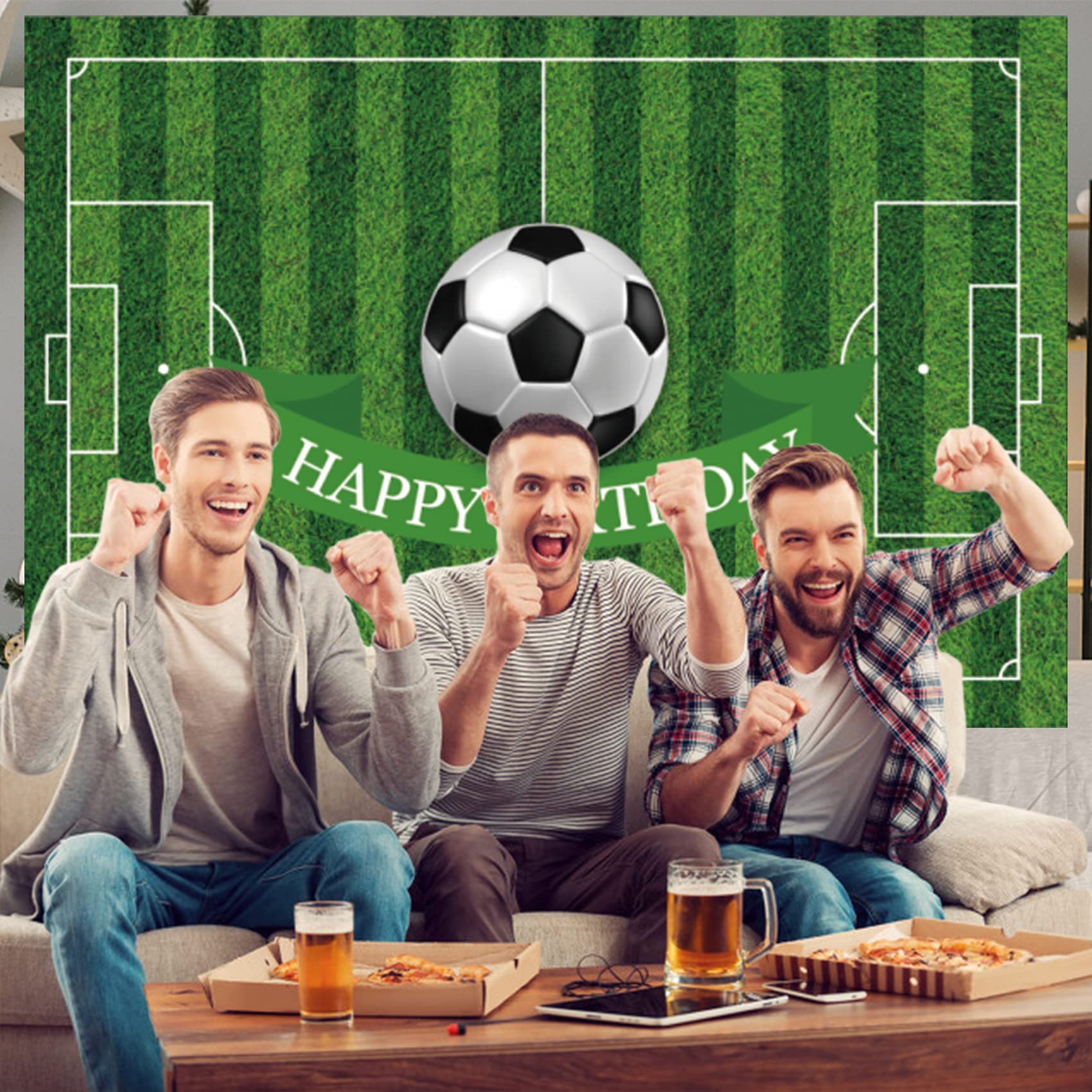CSFOTO 7x5ft Soccer Backdrop - Premium Polyester Football Field Photo Background for Birthday Parties, Sports Decorations | Perfect for Boys' Soccer Themed Birthday, Team Celebrations & Game Day Decor