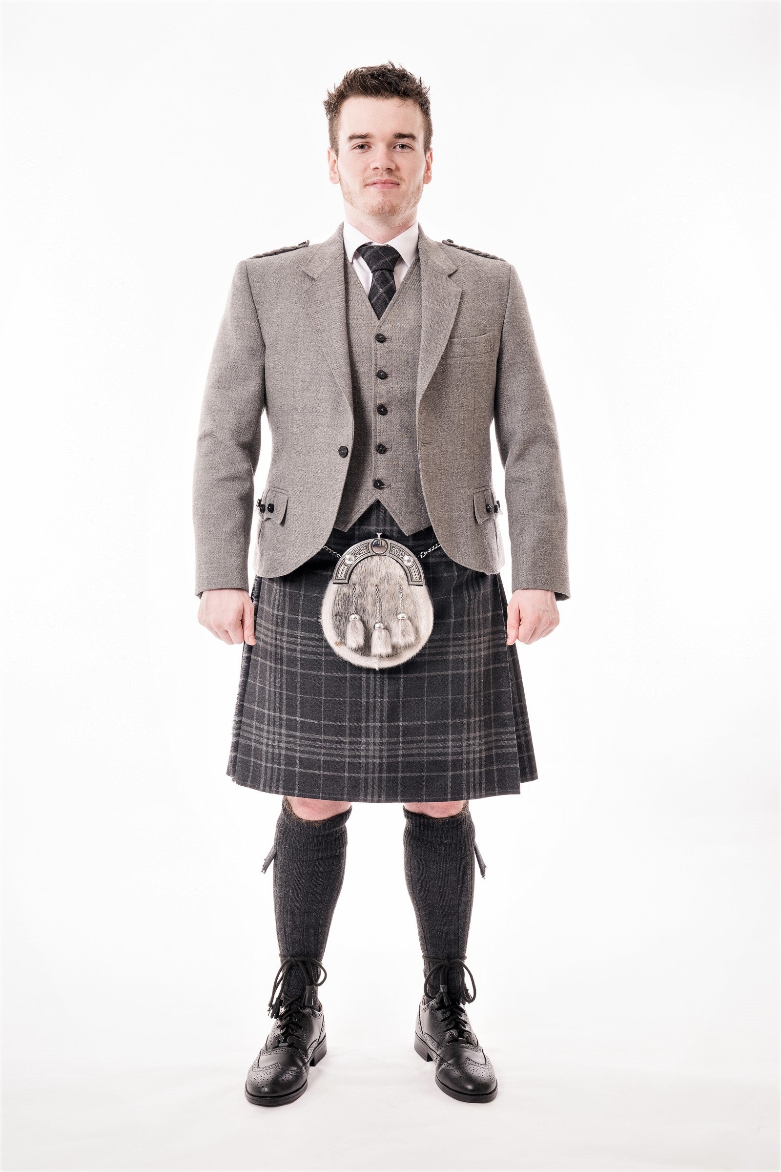 Light Grey Crail Kilt Outfit - Modern Crail Collection | Perfect for Weddings, Scottish Events & Formal Occasions