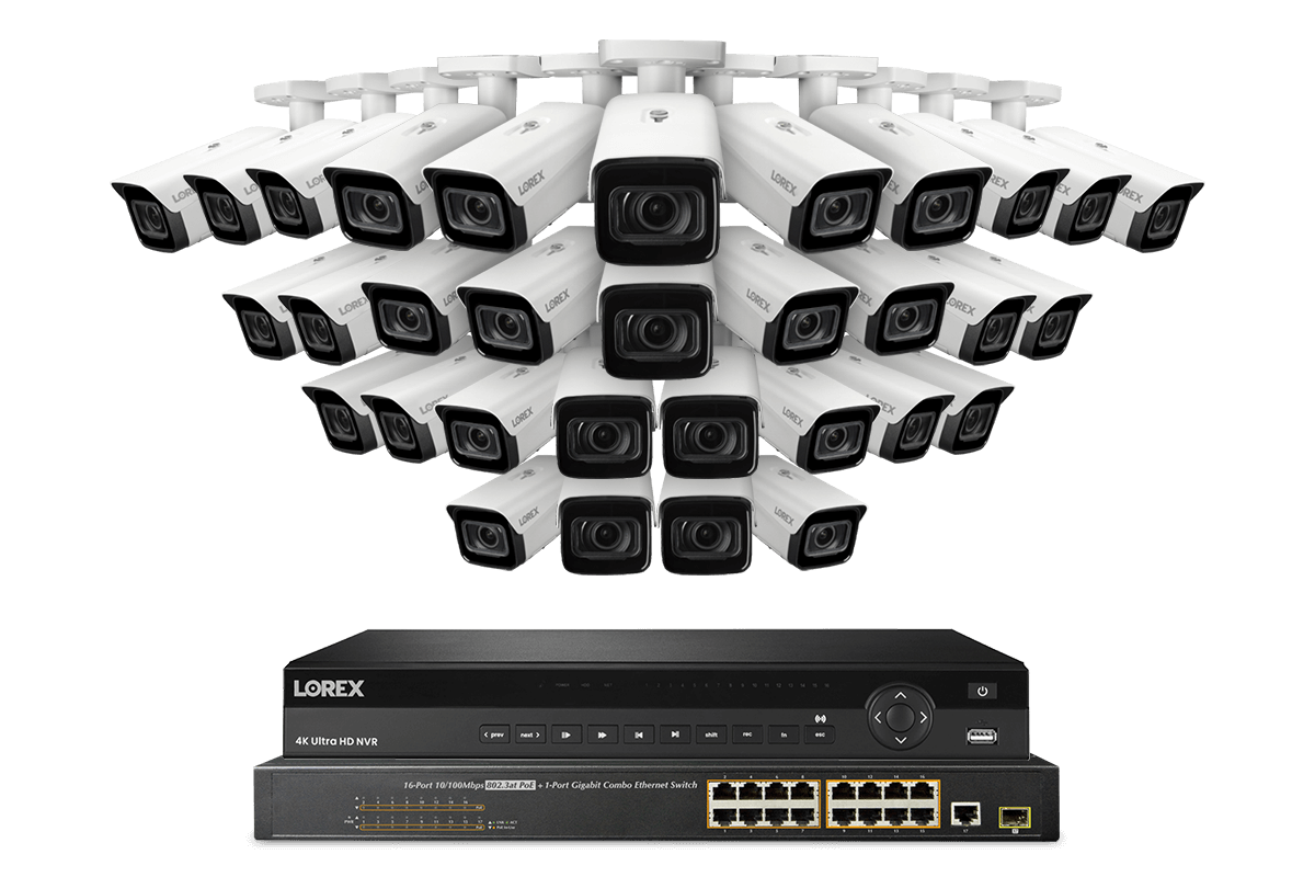 Lorex Elite Series 4K 32 Channel NVR Security System with 8TB HDD & Nocturnal N4 IP Bullet Cameras - Wired Surveillance for Home & Business Protection