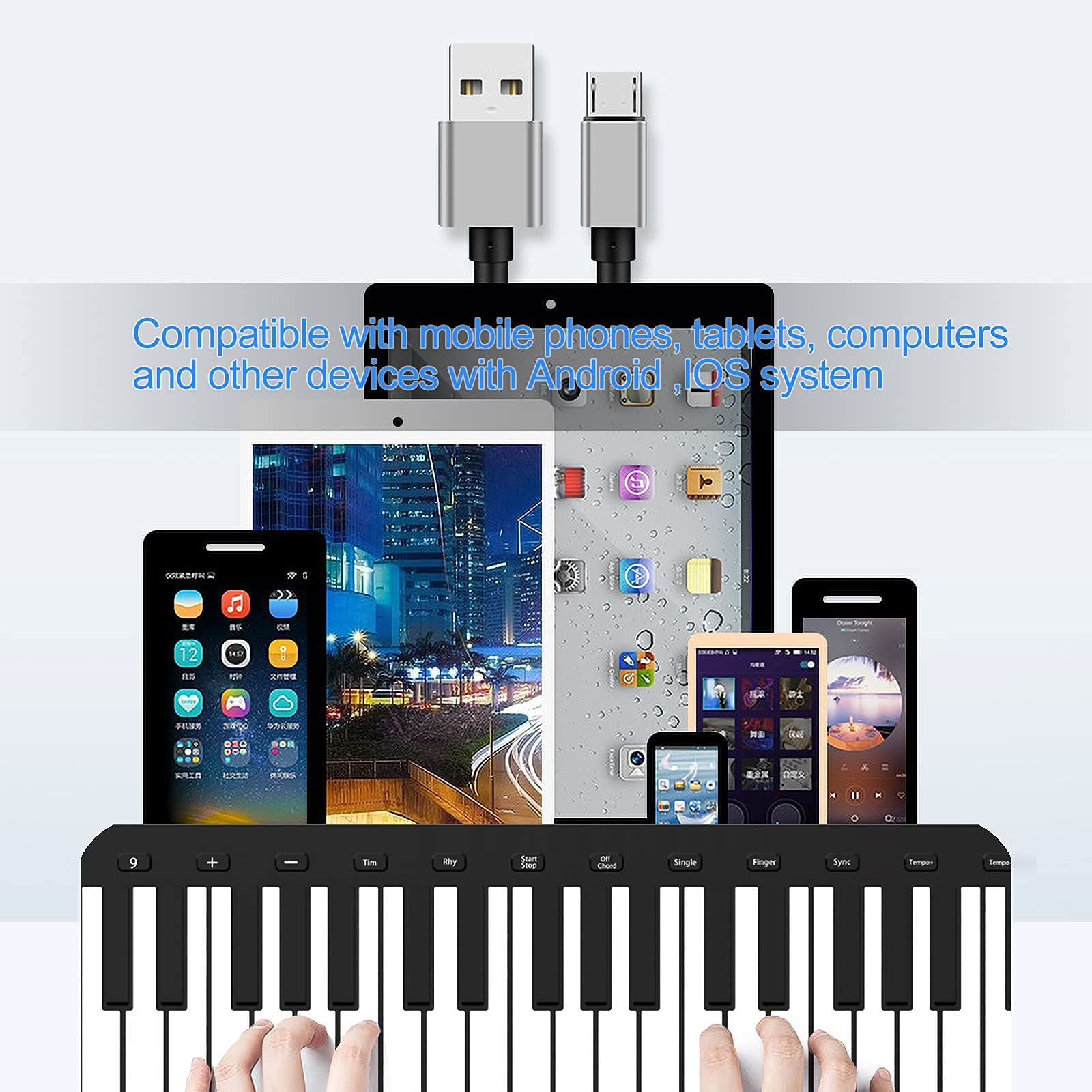 Portable Roll Up 88-Key Digital Piano Keyboard with LCD Display | Rechargeable 2000mAh Battery | Electric Hand Roll Piano for Beginners & Professionals | Perfect Christmas Gift for Music Lovers | Great for Home Practice, Travel & Live Performances