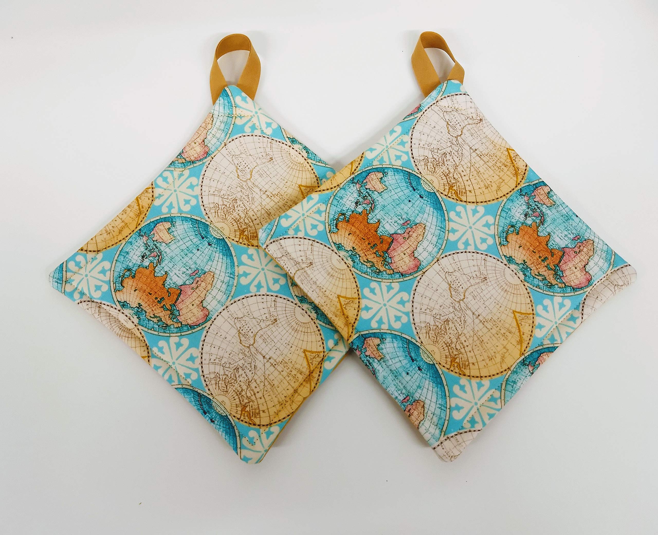 Vintage Fabric Print Pot Holder Set - Heat Resistant Kitchen Oven Mitts for Cooking, Baking & Grilling - Perfect for Stovetop, Oven & BBQ Use