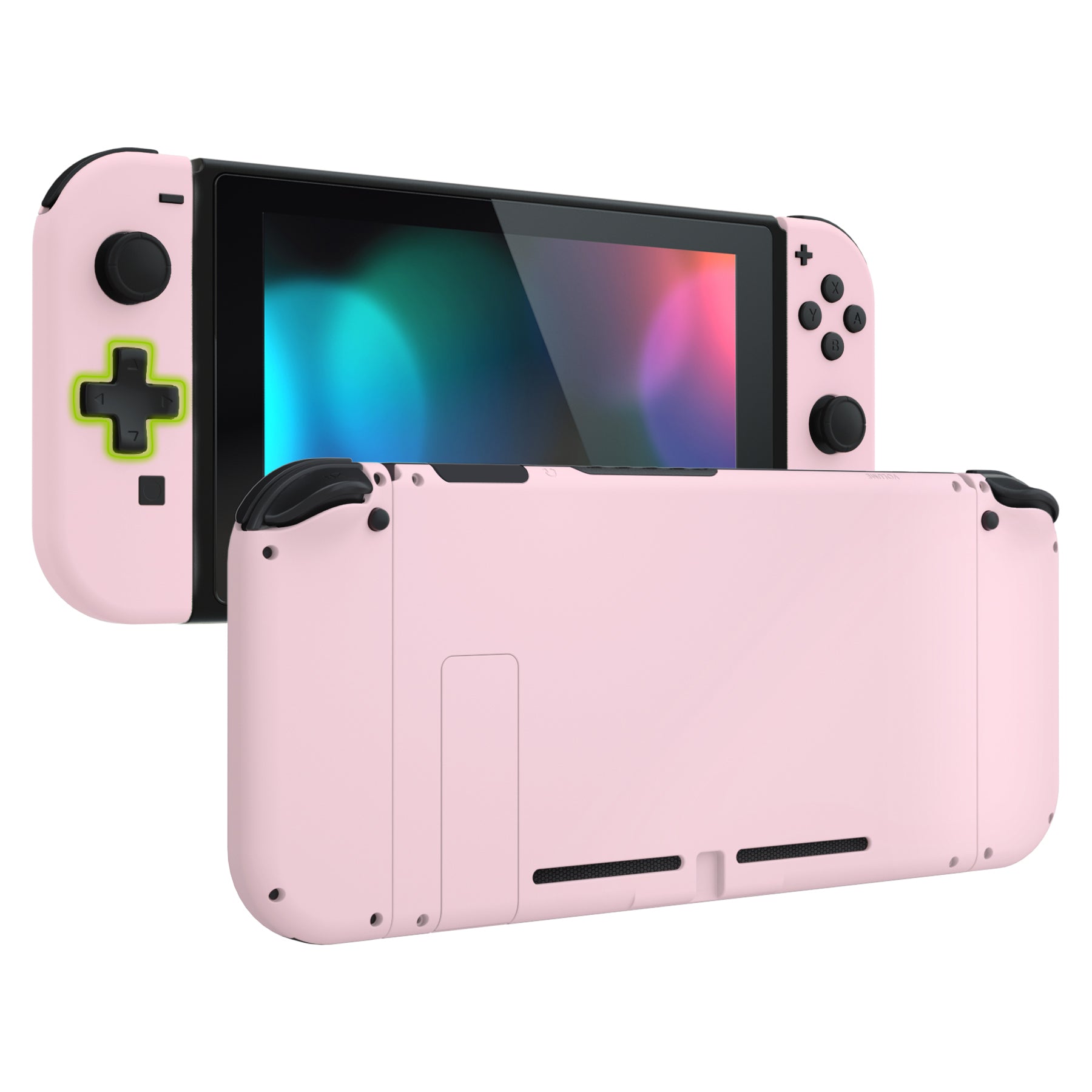 eXtremeRate Custom Full Shell Replacement for Nintendo Switch - Dpad Version Back Plate & Joycon Controller Housing with Buttons (Cherry Blossom Pink, QZP3002) | Perfect for Gaming, Travel & Switch Console Protection