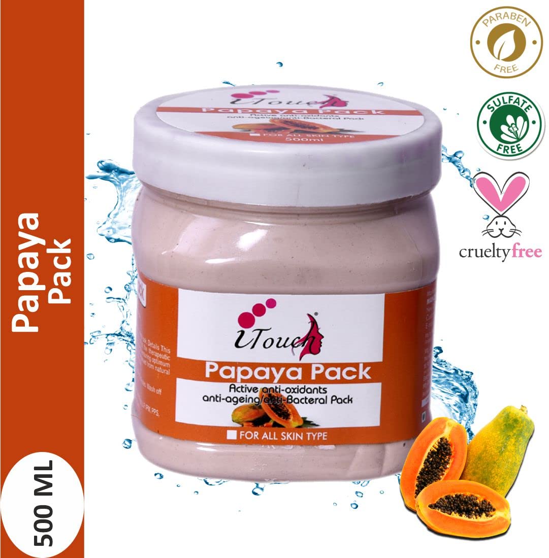 iTouch Herbal Papaya Face Pack (500ml) for Radiant & Glowing Skin - All Skin Types, Paraben & Sulfate Free - Natural Skincare for Daily Use & Spa Treatments