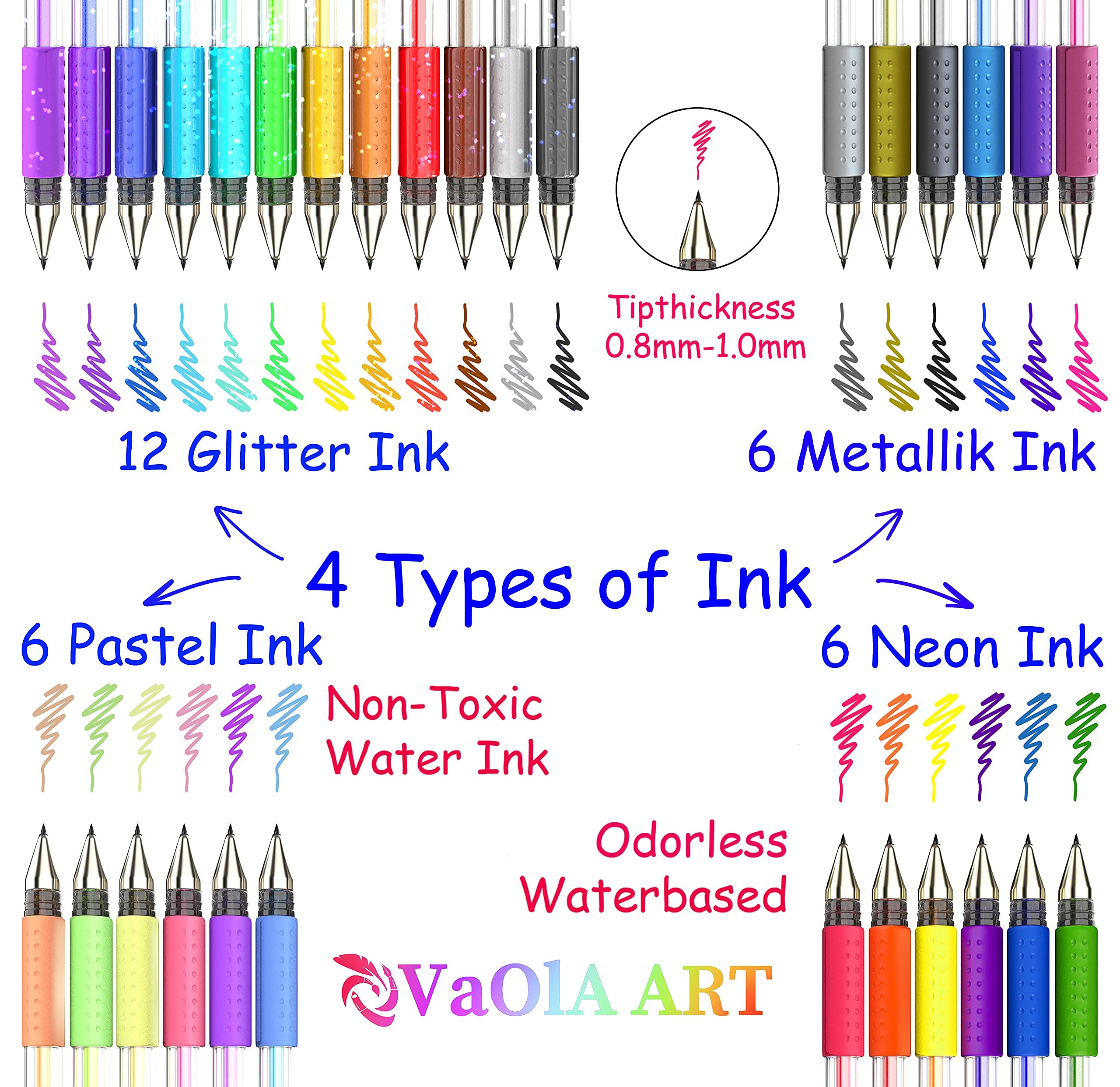 Vibrant Colored Gel Pens Set - 24 & 30 Pack for Bullet Journaling, Note Taking & Art Projects | Smooth Writing, No Bleed, Quick-Dry Ink | Perfect for Students, Office & Creative Work