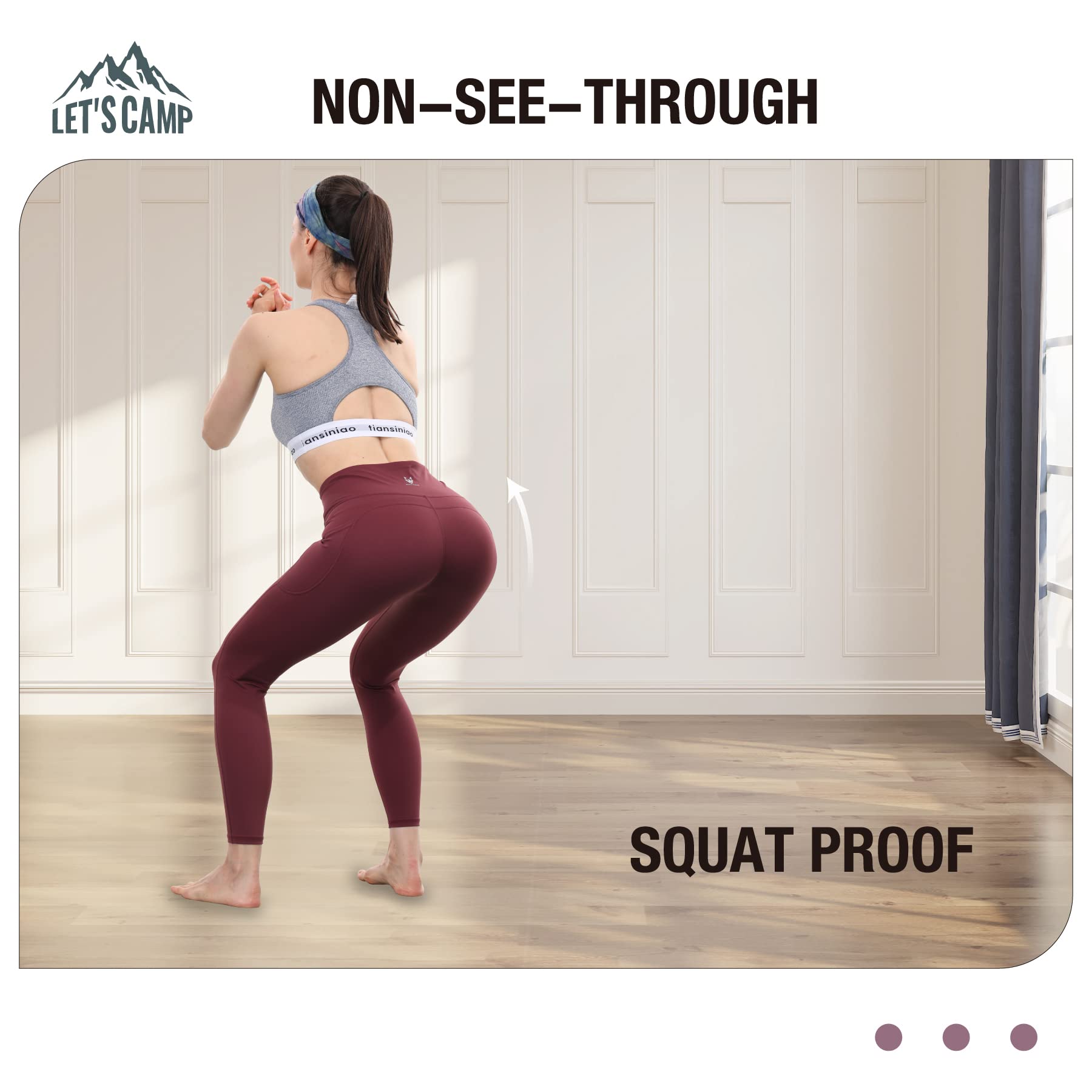 LET’S CAMP High Waisted Leggings with Pockets for Women - Tummy Control Workout Running Yoga Pants - Perfect for Gym, Travel & Everyday Wear
