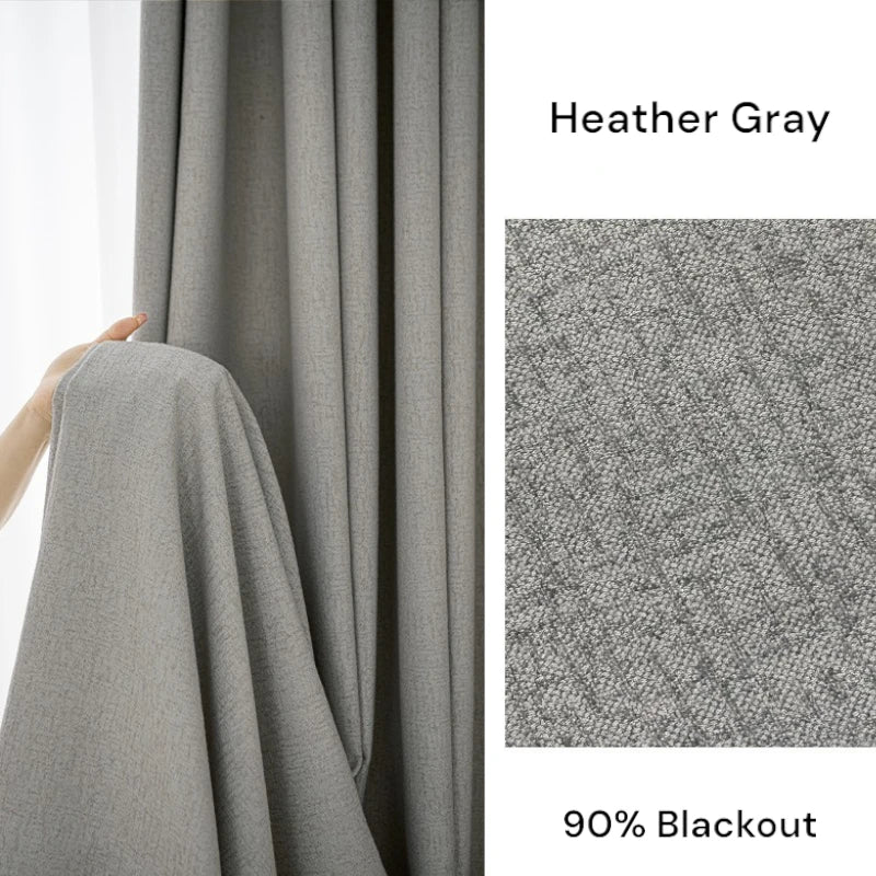 Agnes Textured Cotton Linen Blackout Curtains for Bedroom - Custom Size Thermal Insulated Drapes for Living Room & Nursery (96