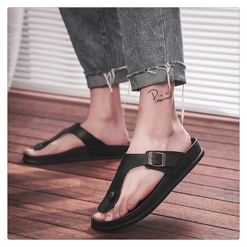 Men's Summer Flip Flops - Comfortable Outdoor Beach Sandals & Casual Slides for Men | Black Size 43 | Perfect for Pool, Vacation & Backyard Relaxation