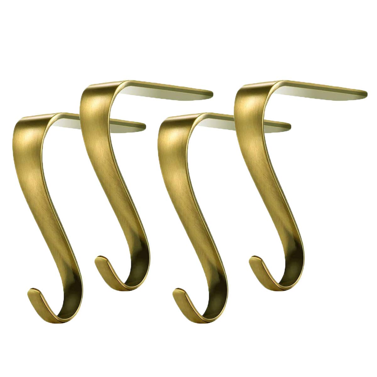 4 Pack Christmas Stocking Holders - Bronze Metal Mantel Hangers with Non-Slip Design for Fireplace, Holiday Decorations - Perfect for Christmas Party, Home Decor & Festive Fireplace Stocking Display