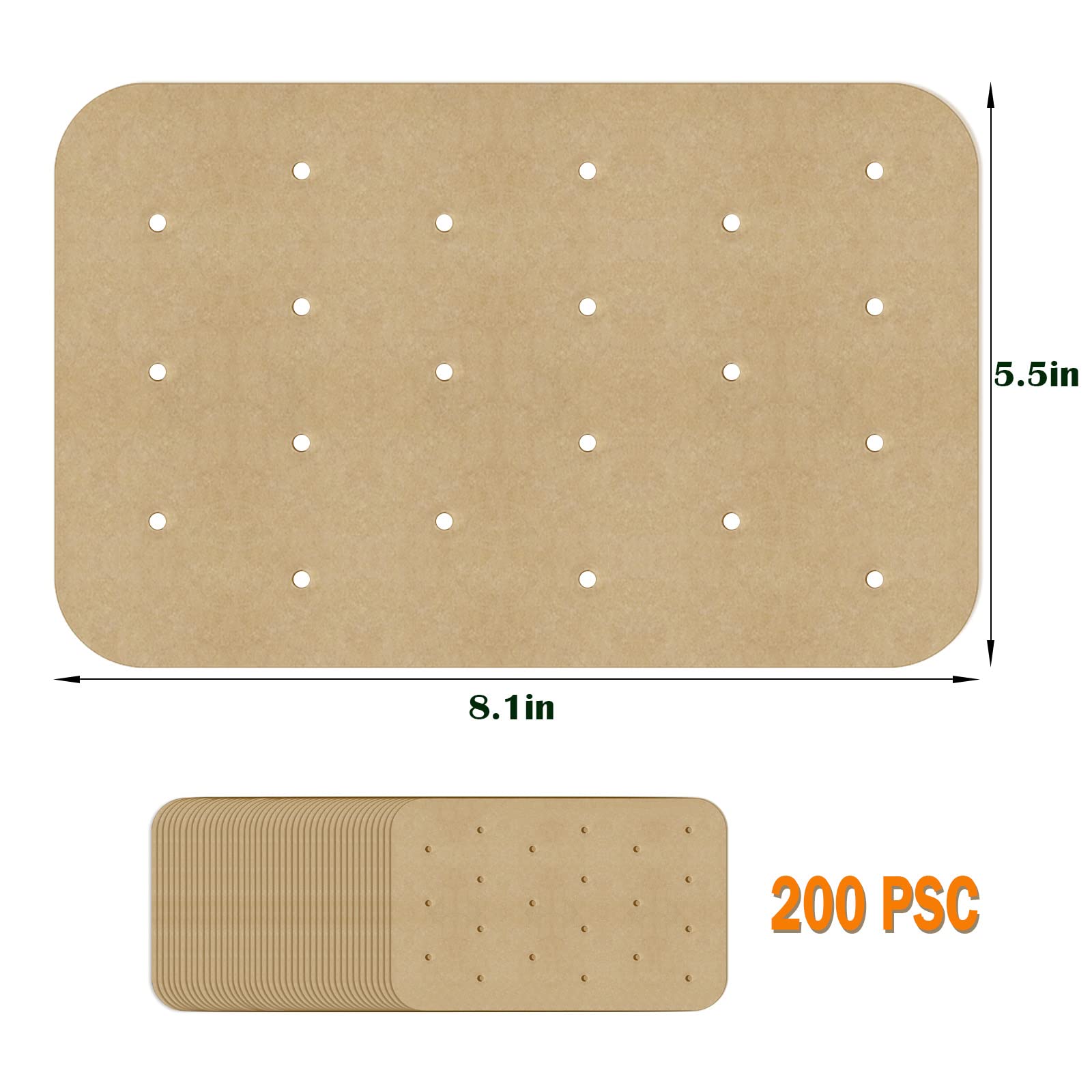 200 Sheets Disposable Air Fryer Parchment Paper Liners - Compatible with Ninja Foodi & 8 Quart 6-in-1 Dual Basket - Non-Stick Rectangle Perforated Baking Sheets for Healthier Cooking | Perfect for Roasting, Baking, and Air Frying Chicken Wings, Vegetables & More
