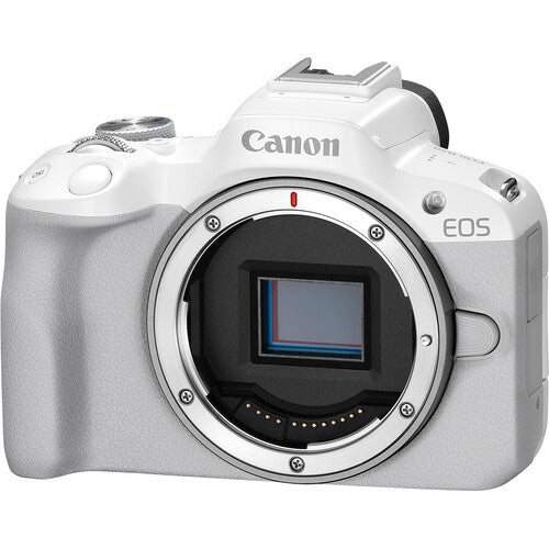 Canon EOS R50 Mirrorless Digital Camera with 24.2MP APS-C Sensor - White | Perfect for Vlogging, Travel Photography & Content Creation