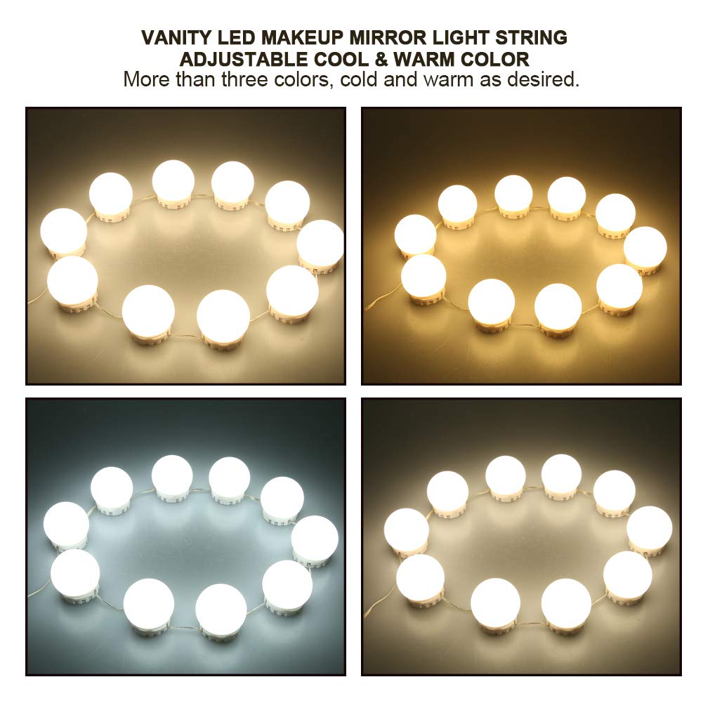 Yoidesu Vanity LED Mirror Lights Kit - Dimmable Makeup Mirror Lights with Concealable Wiring, Warm & Cool White Tones - Perfect for Bathroom Vanity, Dressing Room, and Professional Makeup Studios