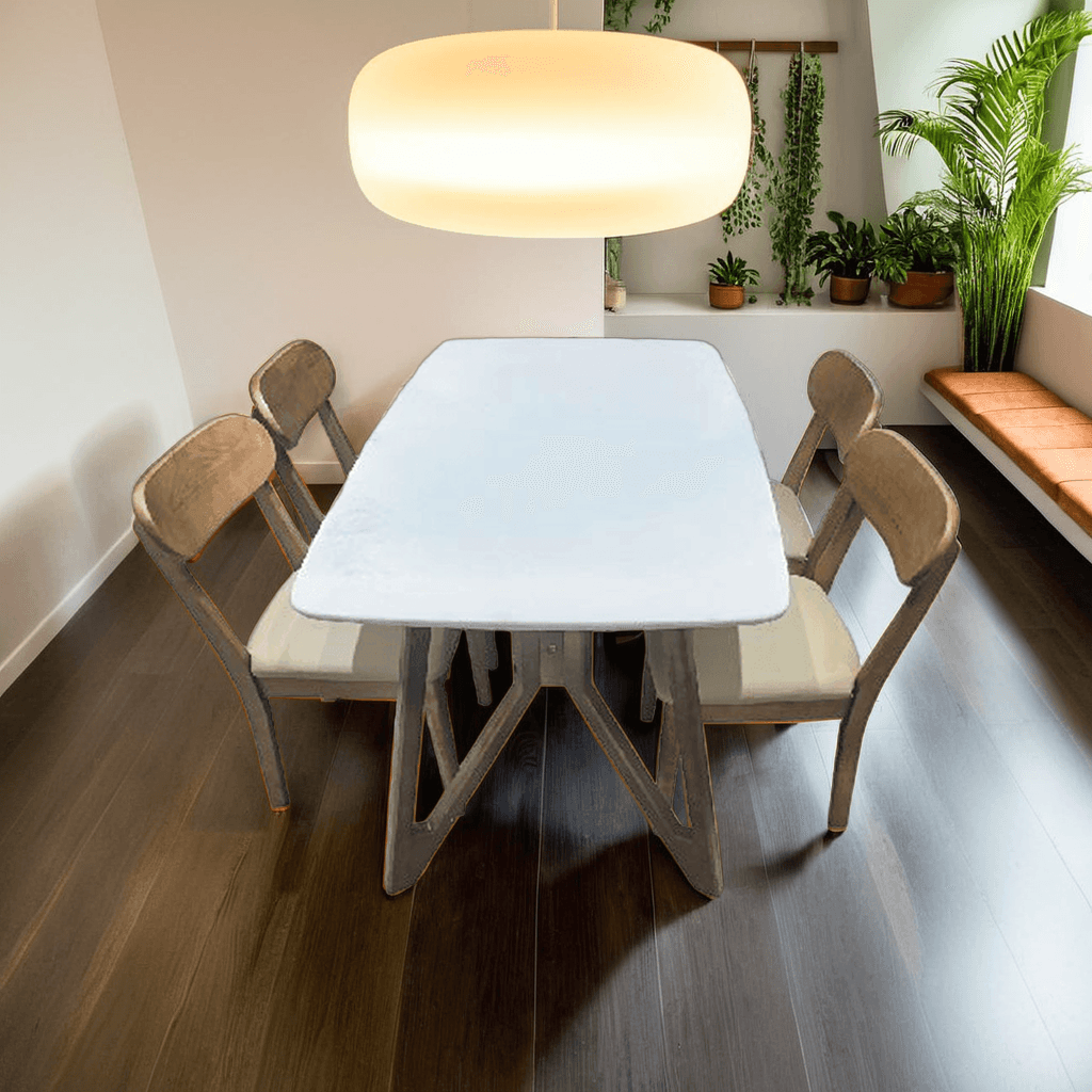 Premium Mavise Sintered Stone Dining Table Set (1 Table + 4 Chairs) - Modern Kitchen & Dining Room Furniture for Family Gatherings & Dinner Parties