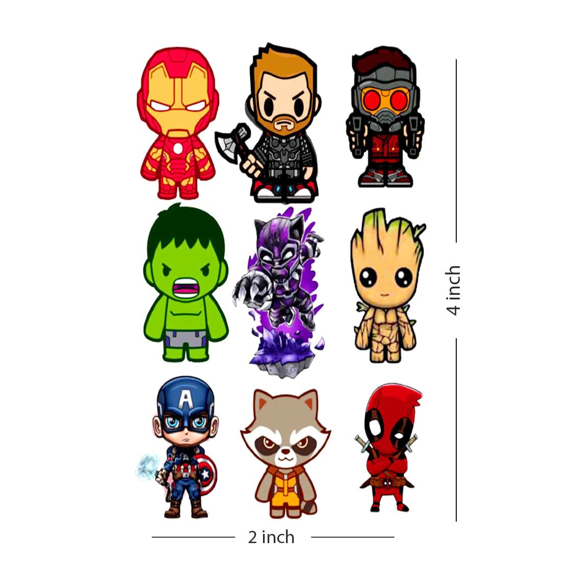 Waterproof Temporary Tattoo Set - 4 Fun Cartoon Body Art Stickers for Kids & Adults | Perfect for Parties, Festivals & Costume Events