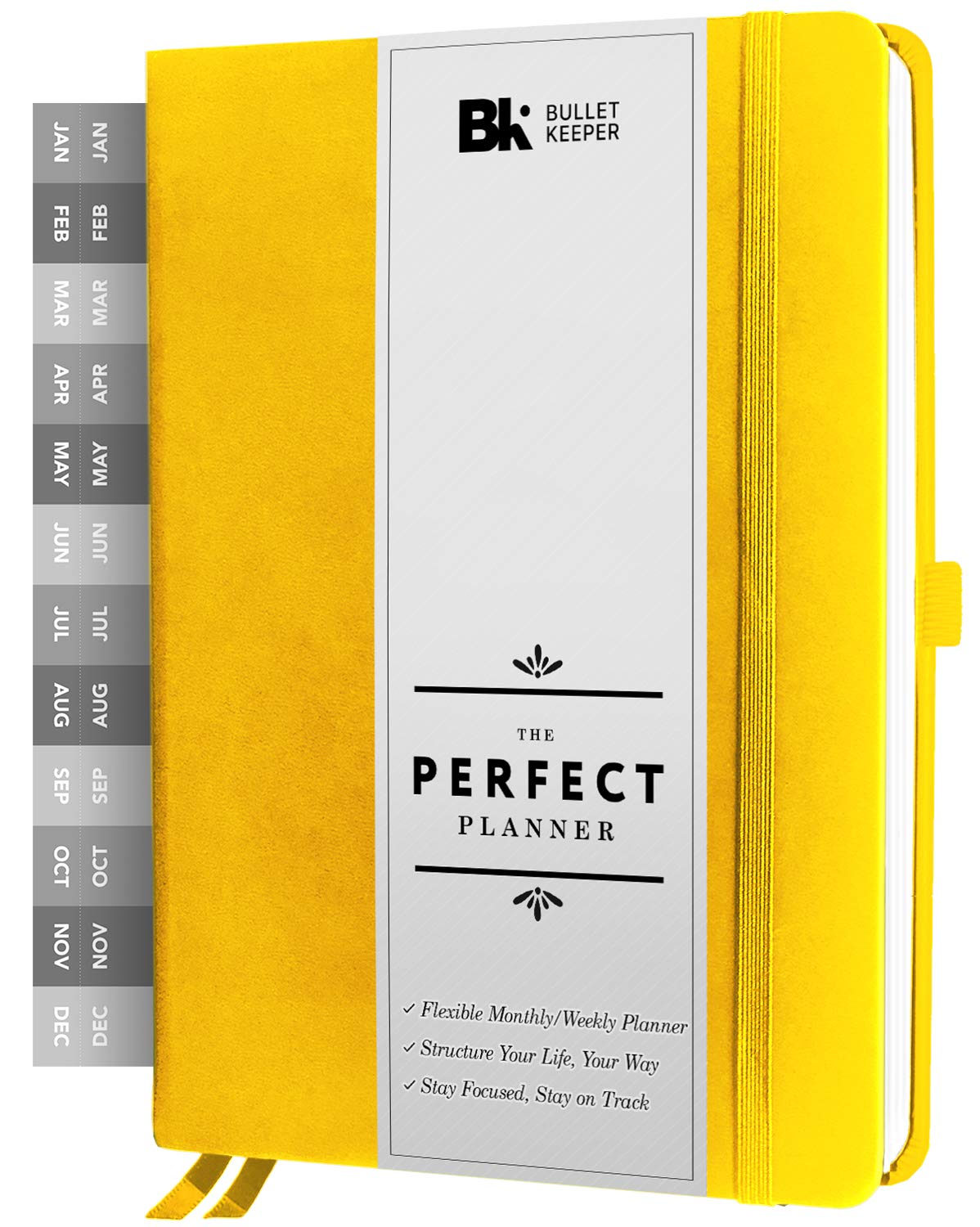 BK Undated Yearly Weekly Monthly Planner 2025-2026 - Daily Academic Planner & Personal Organizer with Sticker Set - A5 Size (5.8 x 8.3 inches) Yellow Hardcover - Boost Productivity for Students & Professionals
