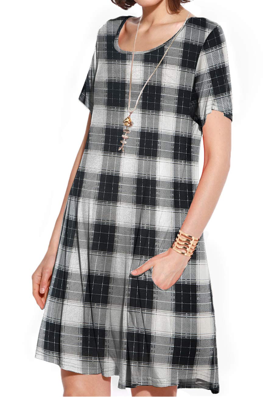 JollieLovin Women's Casual Swing T-Shirt Dress - Loose Fit Short Sleeve Summer Dress with Pockets | Plus Size Available | Perfect for Beach, Vacation & Everyday Wear