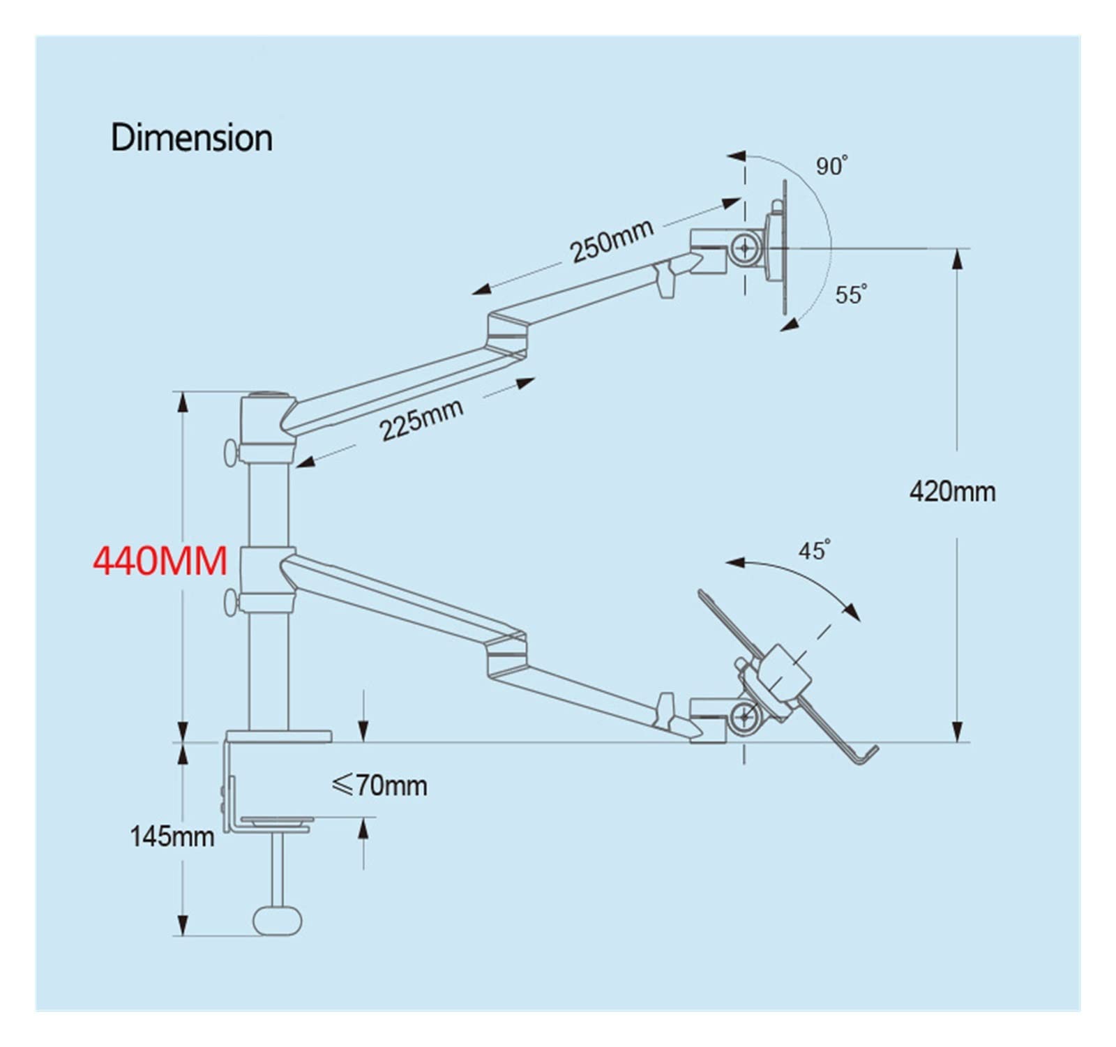 AlcorY OL-50L Adjustable Aluminum Laptop Stand for 10