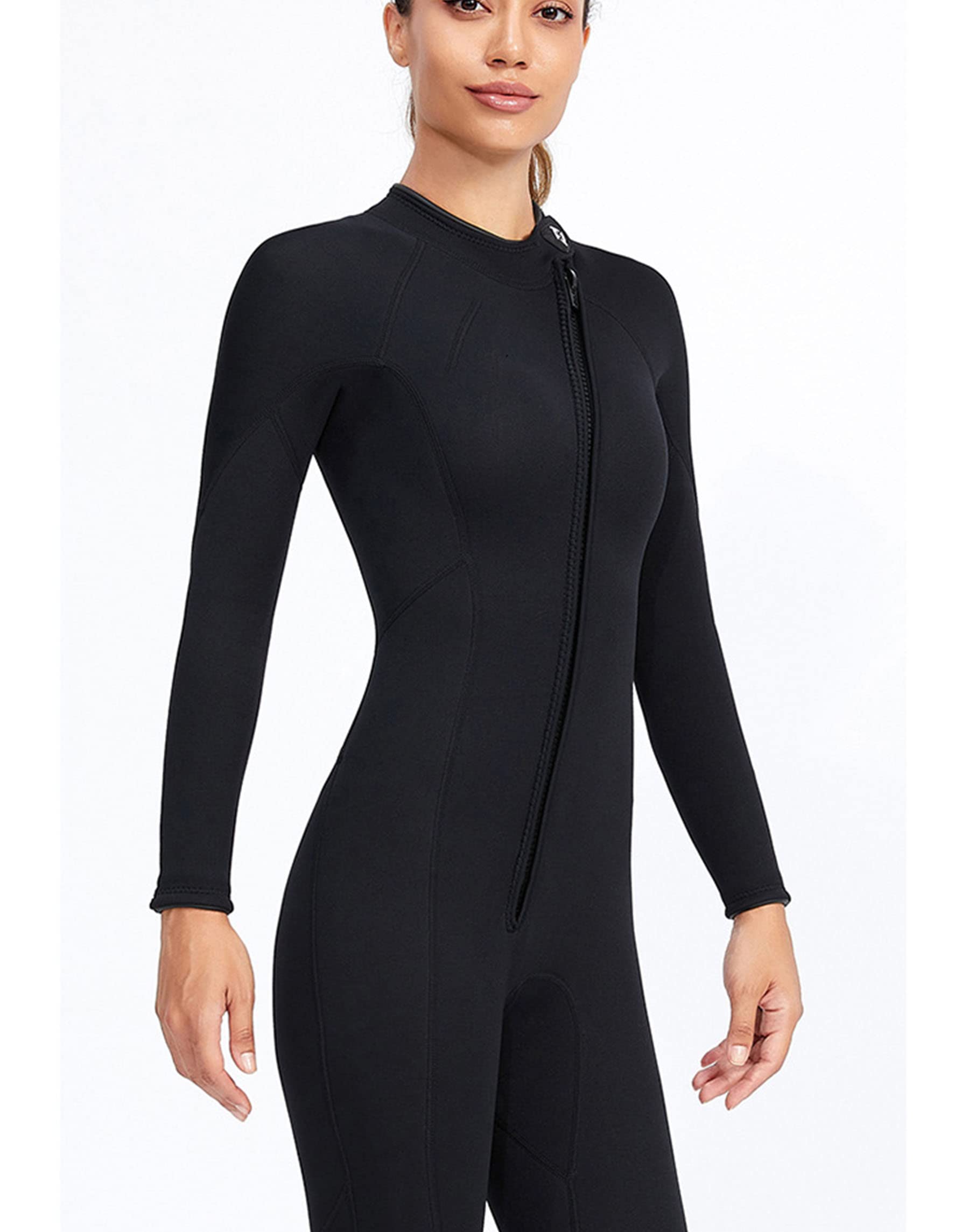 Premium 3mm Neoprene Women's Full Body Wetsuit with Front Zipper - Long Sleeve Thermal Diving Suit for Warmth & UV Protection - Ideal for Scuba Diving, Snorkeling, Surfing, Kayaking & Water Sports