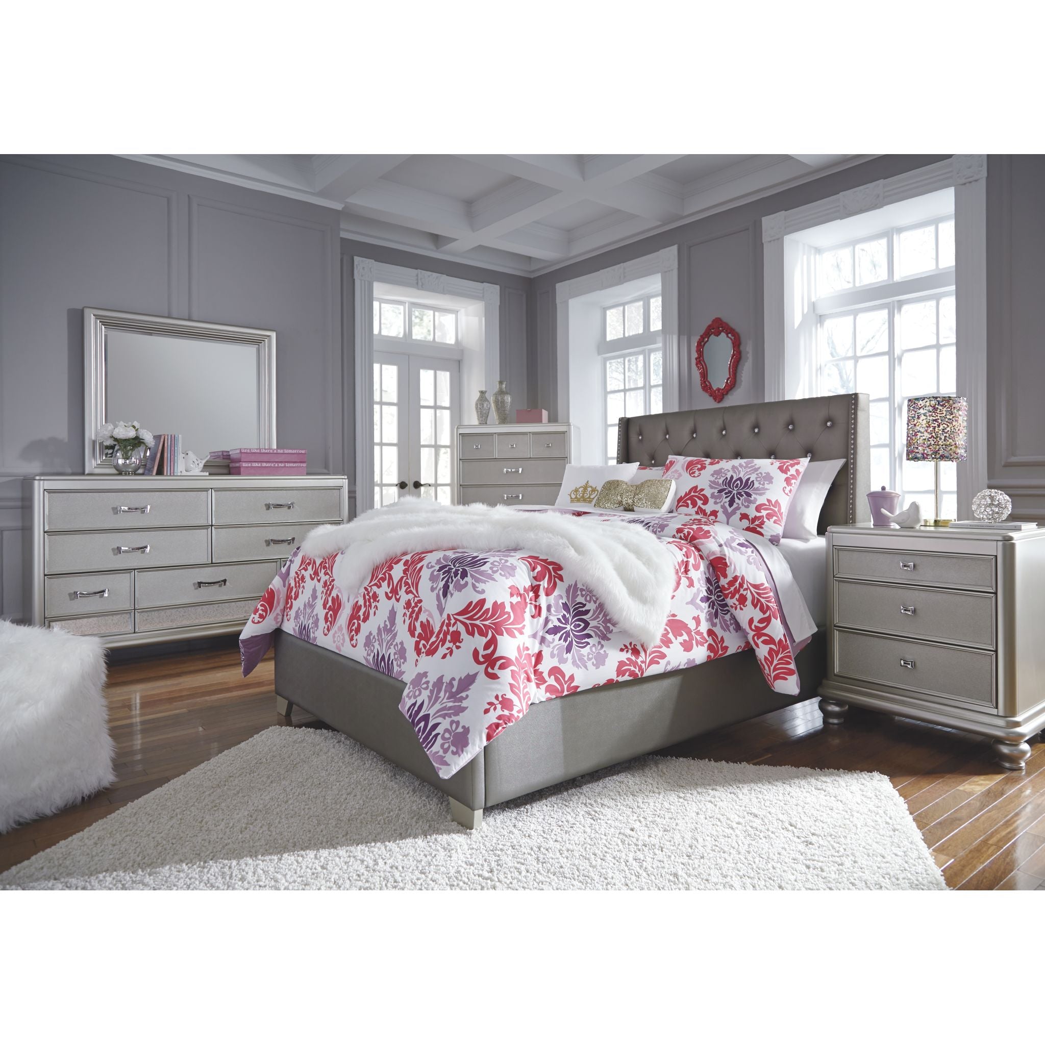 Ashley Coralayne 3-Piece Queen Bedroom Set - Modern Bed Frame with Nightstands - Perfect for Master Bedroom, Guest Room & Apartment Decor