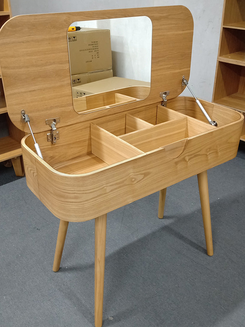 AKINO 90cm Console Dressing Table with Natural Ash Veneer - Elegant Vanity Desk for Bedroom, Living Room & Entryway Decor