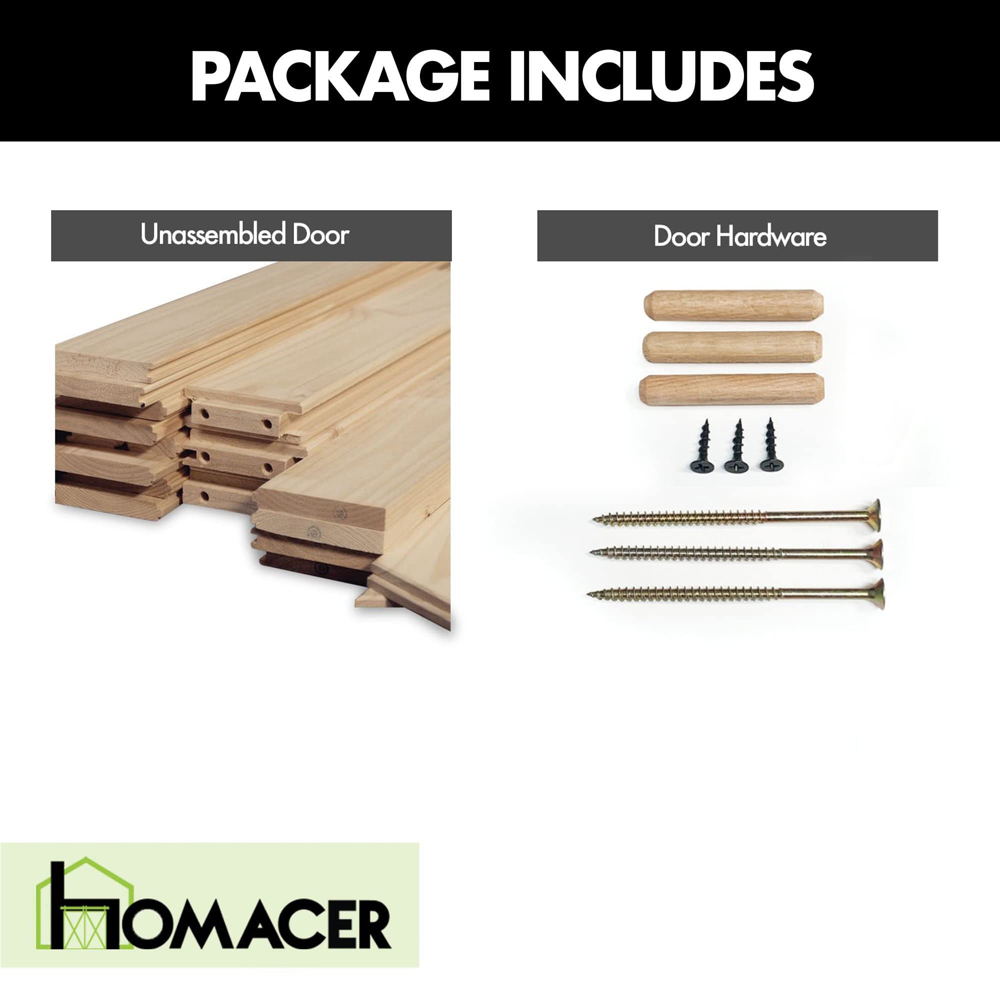 Homacer 5-in-1 Solid Natural Pine Wood Barn Door - 20