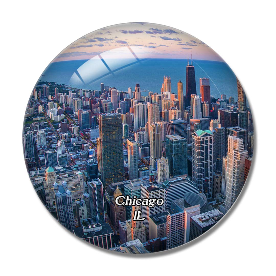 Chicago Willis Tower Illinois USA 3D Fridge Magnet - Whiteboard Refrigerator Magnet Souvenir with Crystal Glass Design - Perfect for Home, Office & Travel Memories