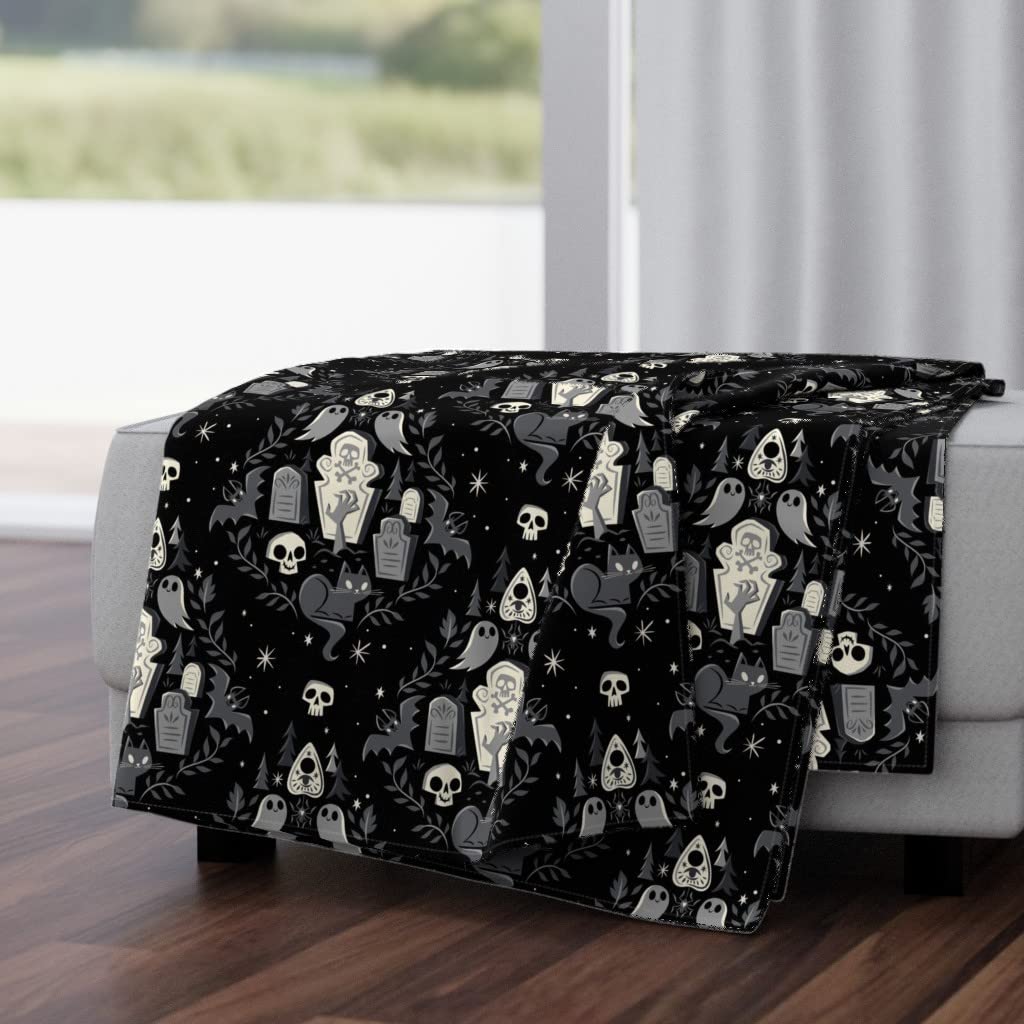 Soft Plush Minky Throw Blanket 50x70 Inches - Cute Halloween Ghosts, Black Cat & Zombie Print for Fall Decor | Cozy Blanket for Sofa, Bed & Seasonal Home Decor