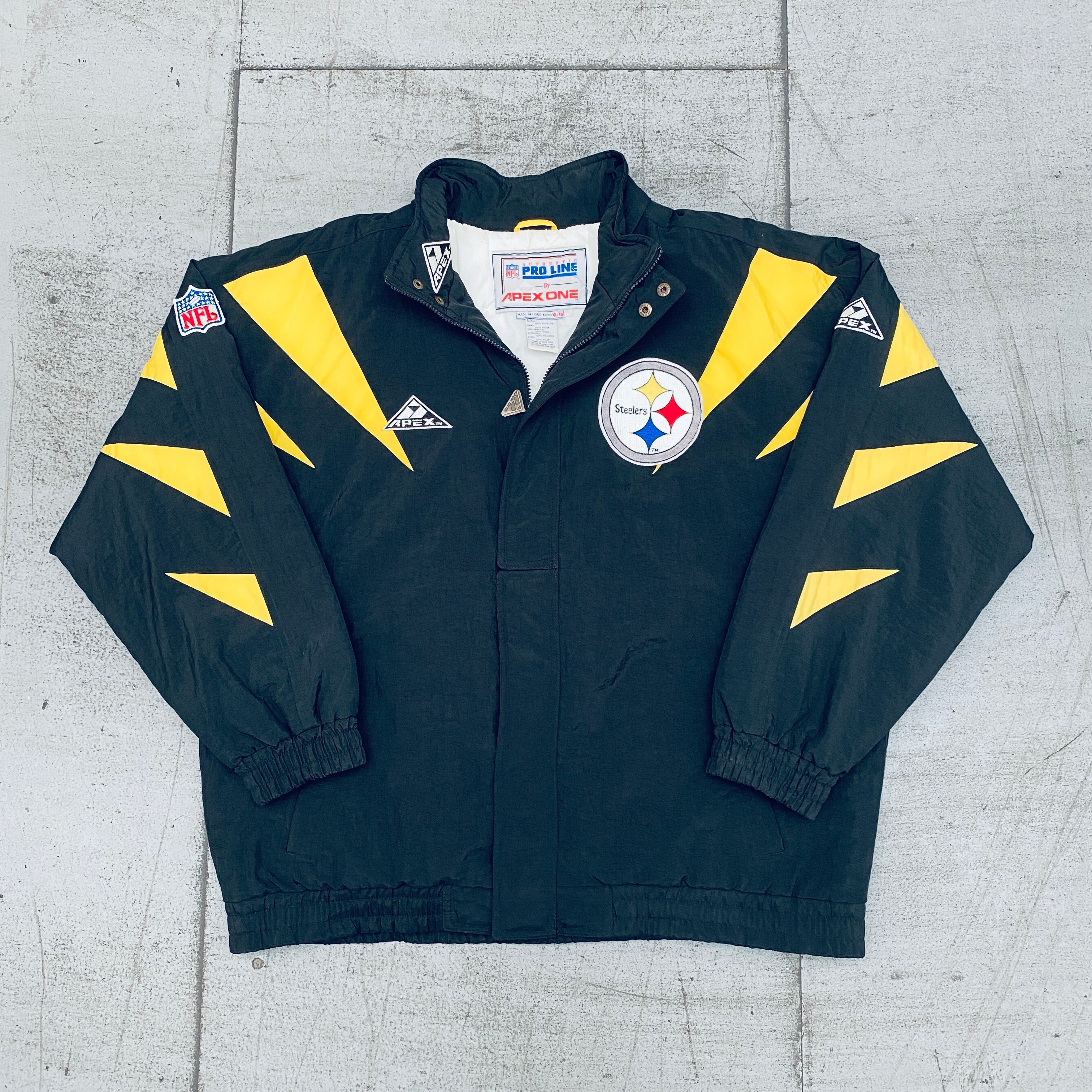 Pittsburgh Steelers 1990s Apex One Sharktooth Full Zip Proline Jacket - XL Size | Vintage NFL Football Fan Gear for Game Day & Tailgating