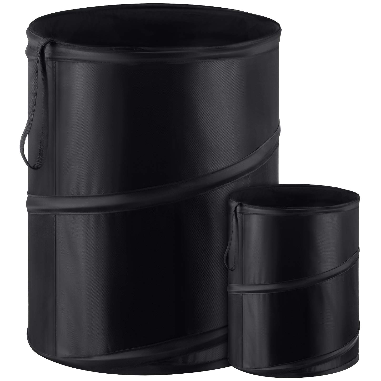 BBTO 2 Pack Collapsible Car Trash Can - Waterproof Hanging Waste Bin with Elastic Band for Auto, Travel, Camping & Road Trips | Portable Trash Bag for Vehicles, Office & Home Use