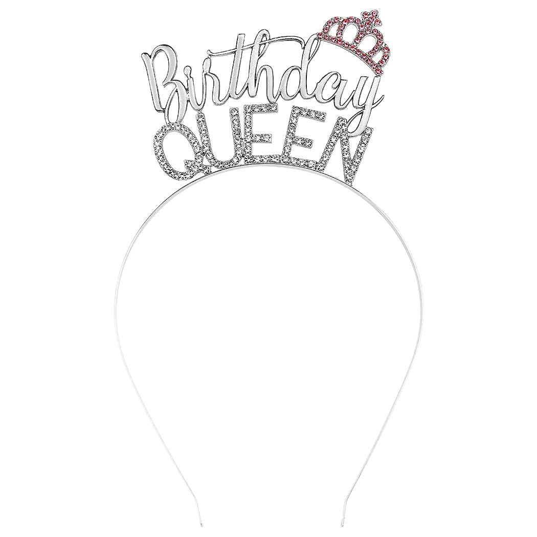 Silver Rhinestone Birthday Crown for Girls & Women - Princess Tiara Headband for Birthday Parties, Bridal Showers & Special Occasions | Happy Birthday Hair Accessories