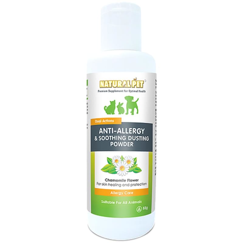 Natural Pet Anti-Allergy & Soothing Dusting Powder 55g - Hypoallergenic Grooming Powder for Dogs & Cats with Sensitive Skin | Relieves Itching & Skin Irritation | Perfect for Bathing, Brushing & Allergy Season Care