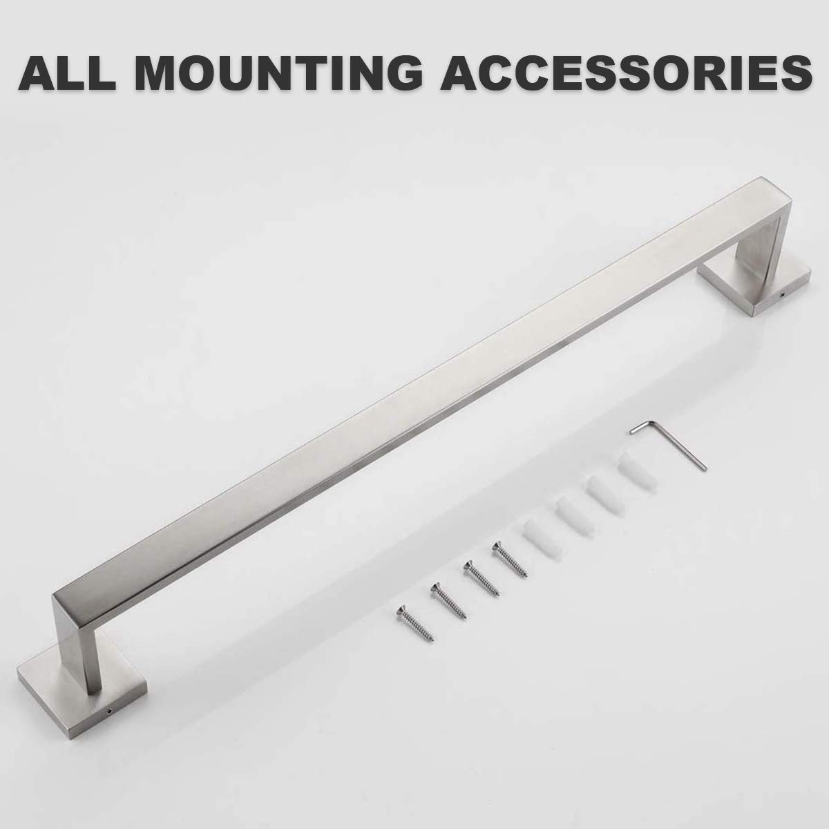 23.6 Inch Brushed Nickel Towel Bar Rack - Premium SUS 304 Stainless Steel Bathroom Towel Holder - Heavy Duty Wall Mounted for Bathroom, Kitchen & Laundry Room - Rustproof & Durable Design for Daily Use