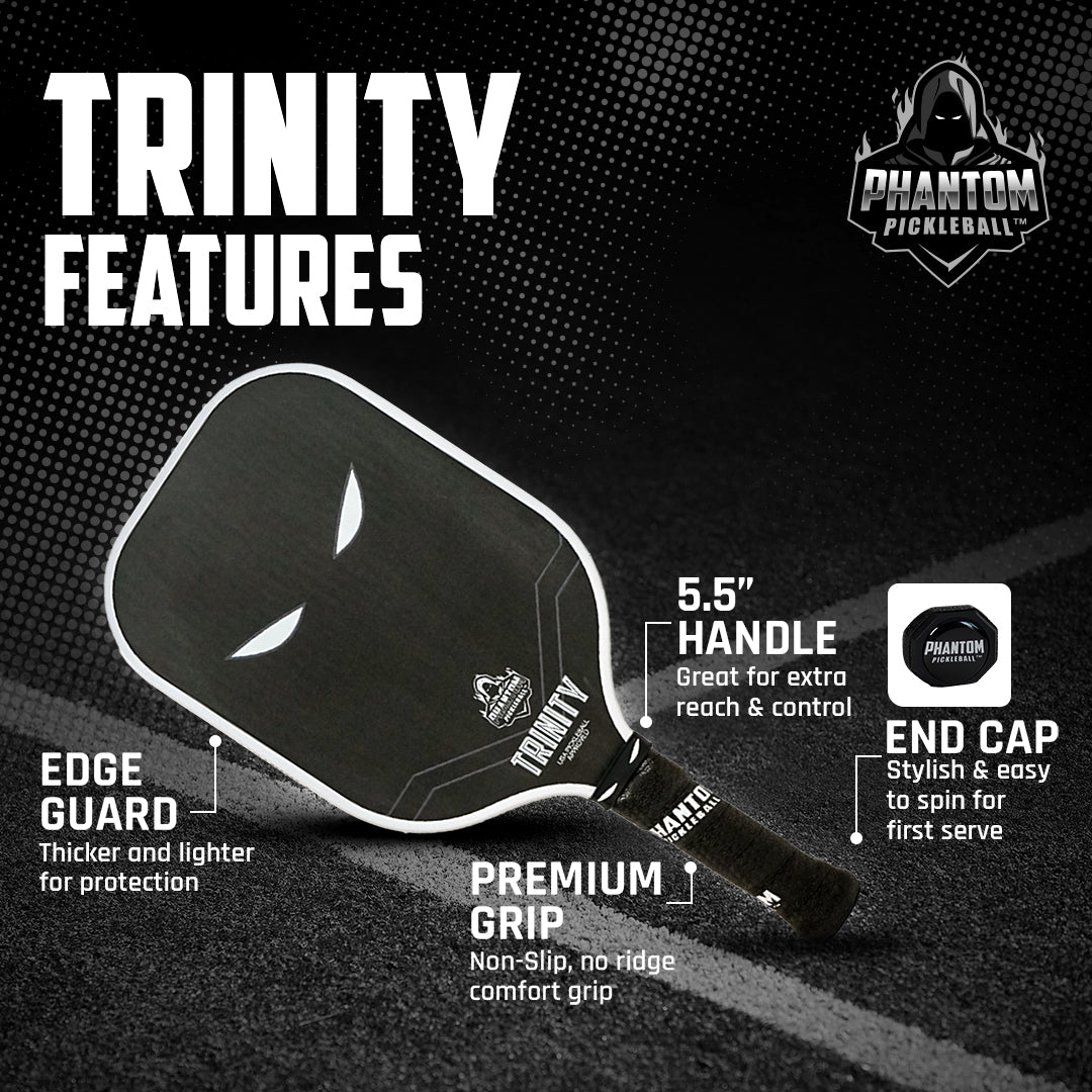 Phantom Trinity Pickleball Paddle - Premium Carbon Fiber Paddle for Control & Power | USA Pickleball Approved | Perfect for Tournaments & Recreational Play