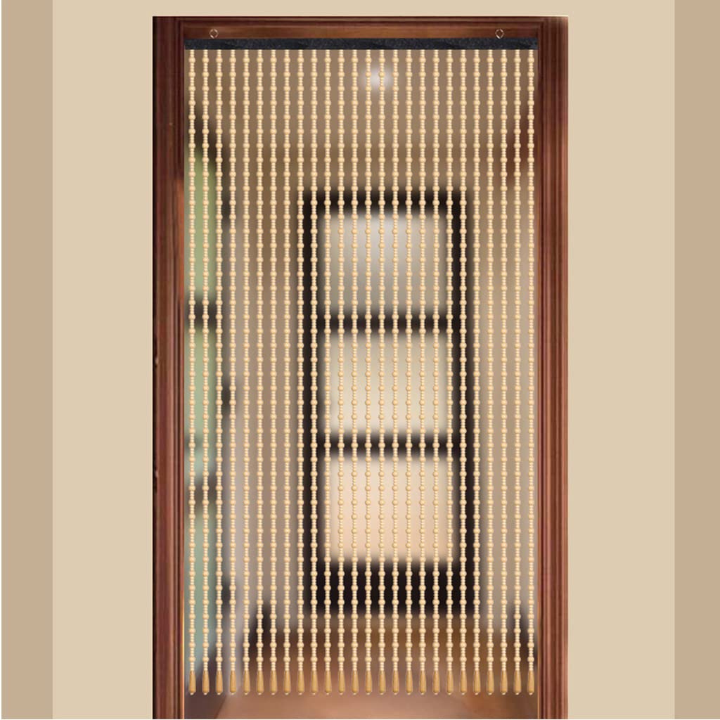 Boho Wood Bead Curtains for Doorways - 90x190cm Natural Room Divider with 31 Strands - Perfect for Bedroom Closets, Living Room Partitions & Boho Home Decor