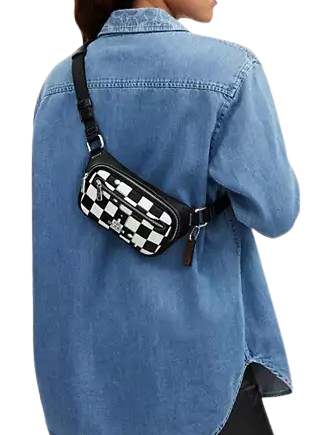 Coach Elias Mini Belt Bag with Checkerboard Print - Stylish Crossbody Bag for Women | Perfect for Travel, Shopping & Everyday Use