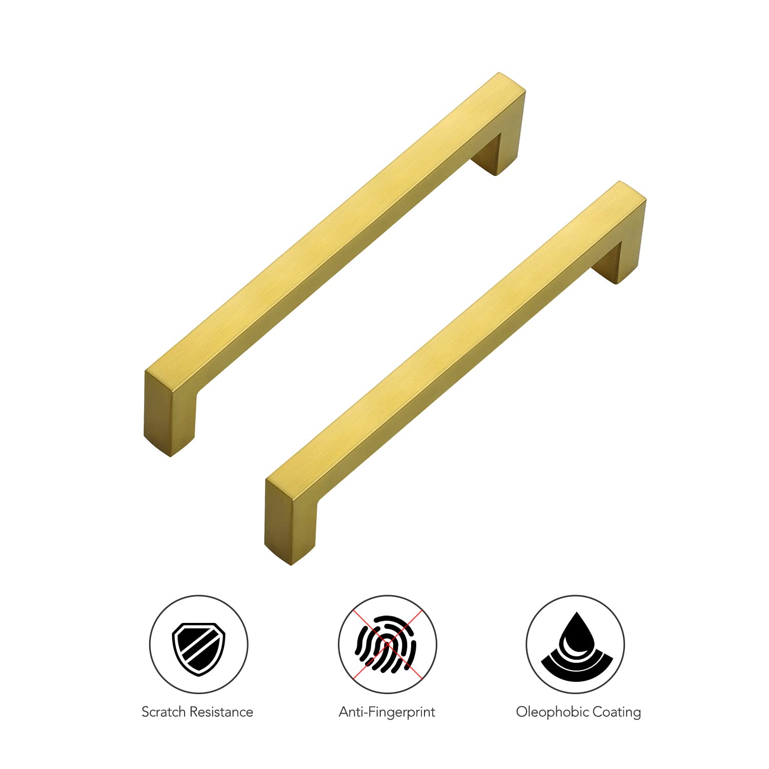 Ravinte 12 Pack 6-1/4 Inch Brushed Brass Cabinet Handles - Stainless Steel Square Drawer Pulls for Kitchen Cabinets & Furniture (Perfect for Modern Home, Office & DIY Renovation)